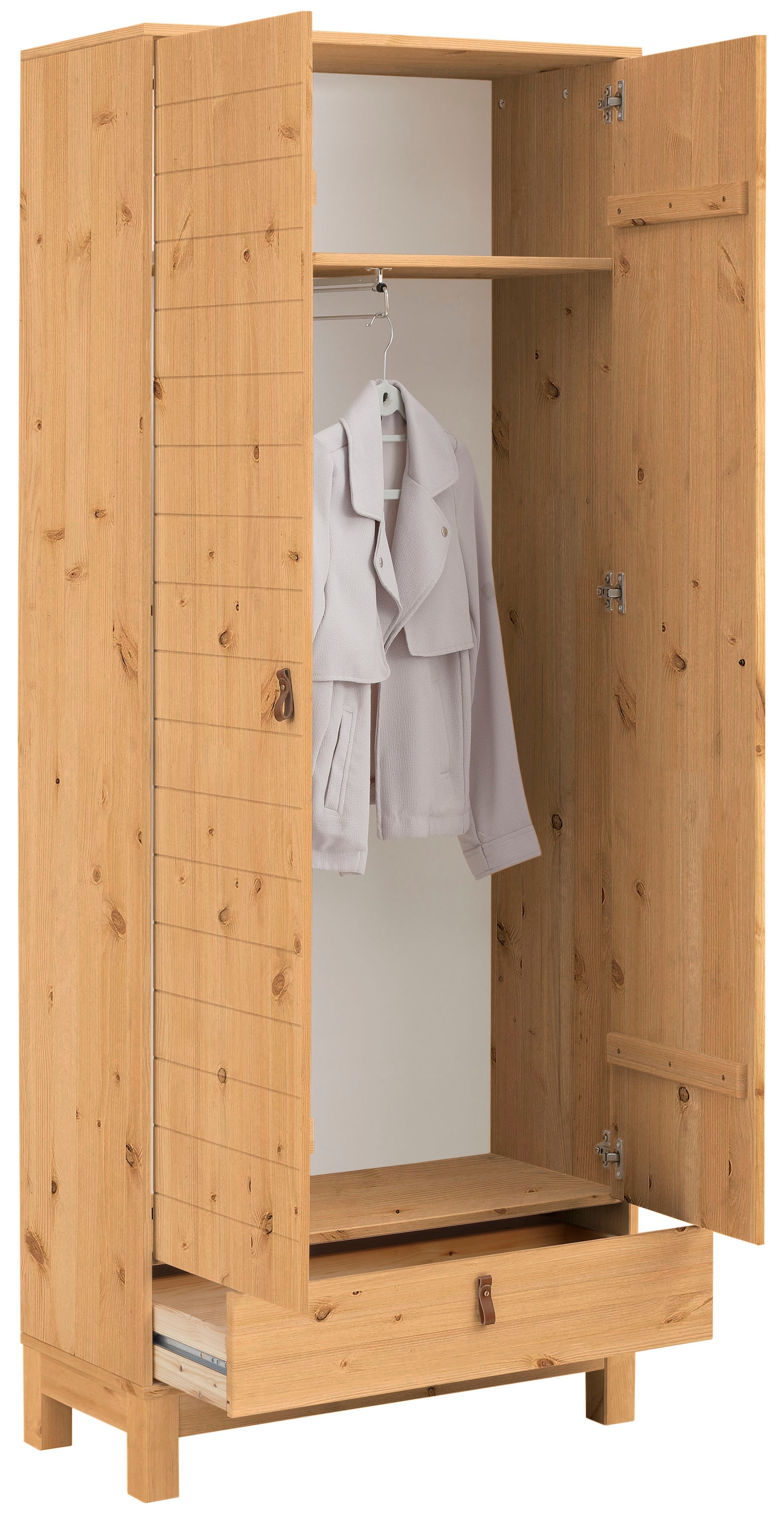 Home affaire Garderobenschrank »Ella«, aus schönem massivem Kiefernholz, in  verschiedenen Farbvarianten, Breite 75 cm auf Raten kaufen