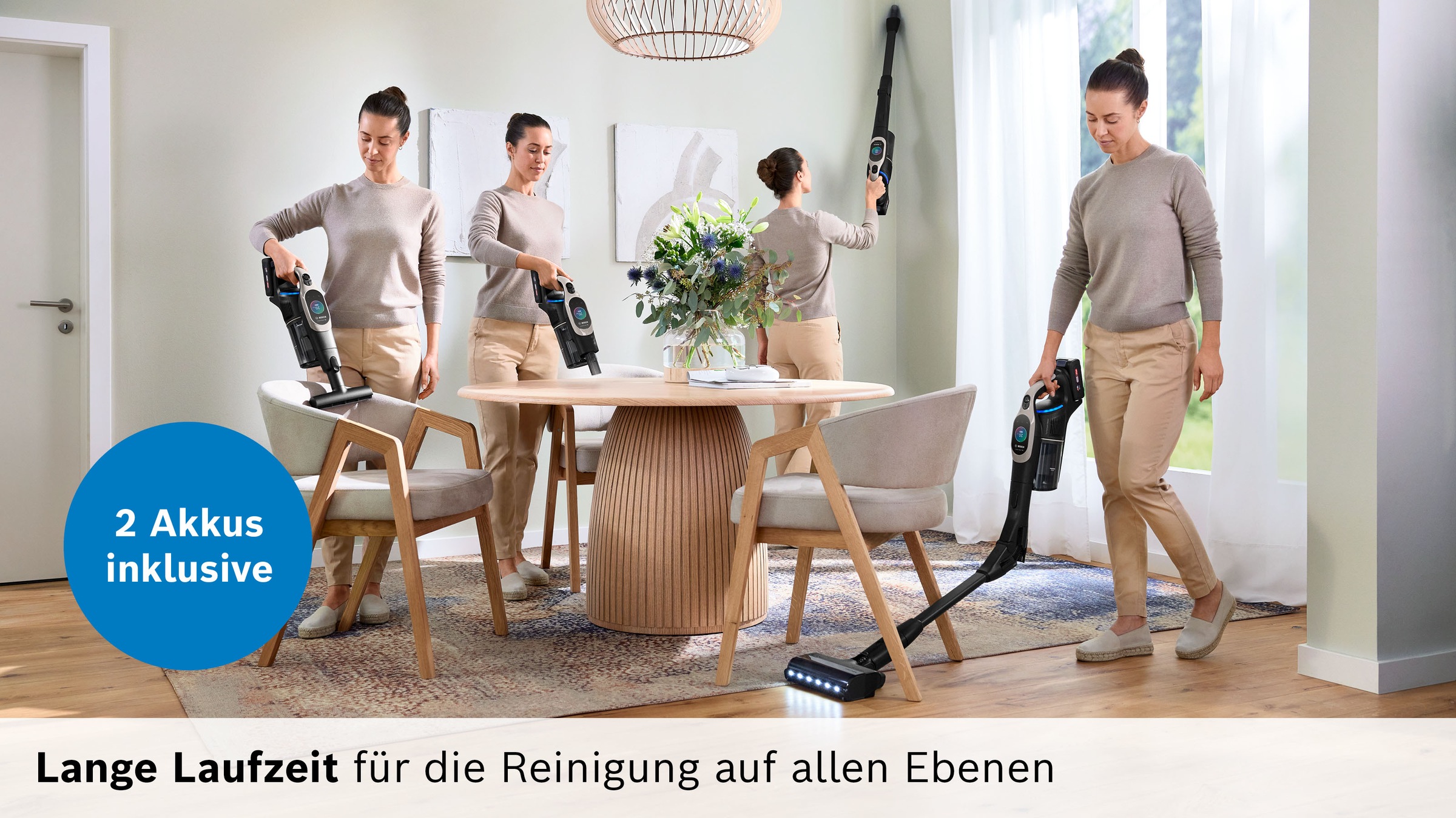 BOSCH Akku-Stielstaubsauger »BTS1042GQC« Display, Knickrohr, HEPA-Filtersystem, Schnellladegerät, 2 Akkus, grau