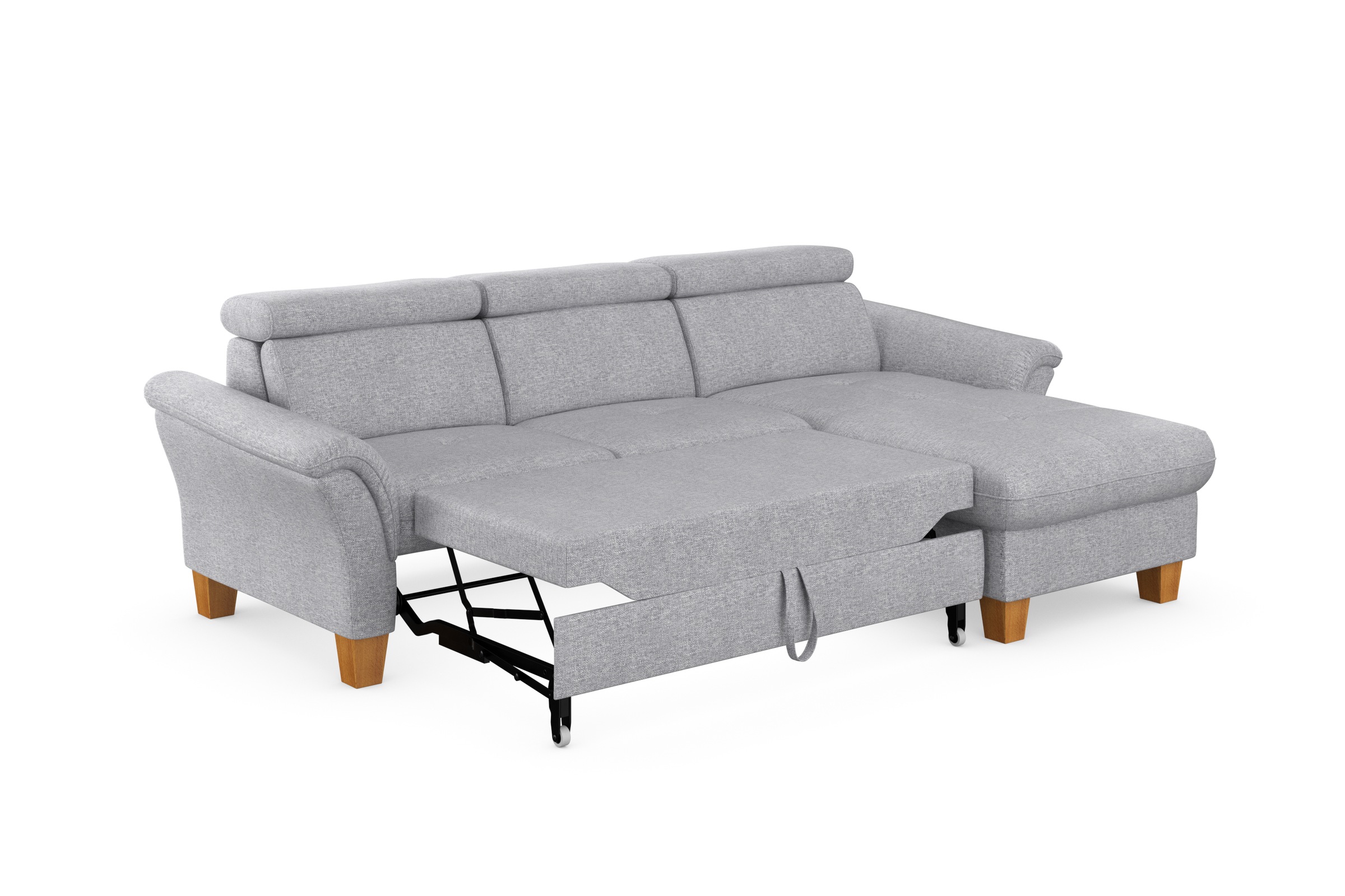 Home affaire Ecksofa »Lindgren L-Form«, wahlweise mit Bett mit klappbaren Rollen, Kasten und Kopfverstellung