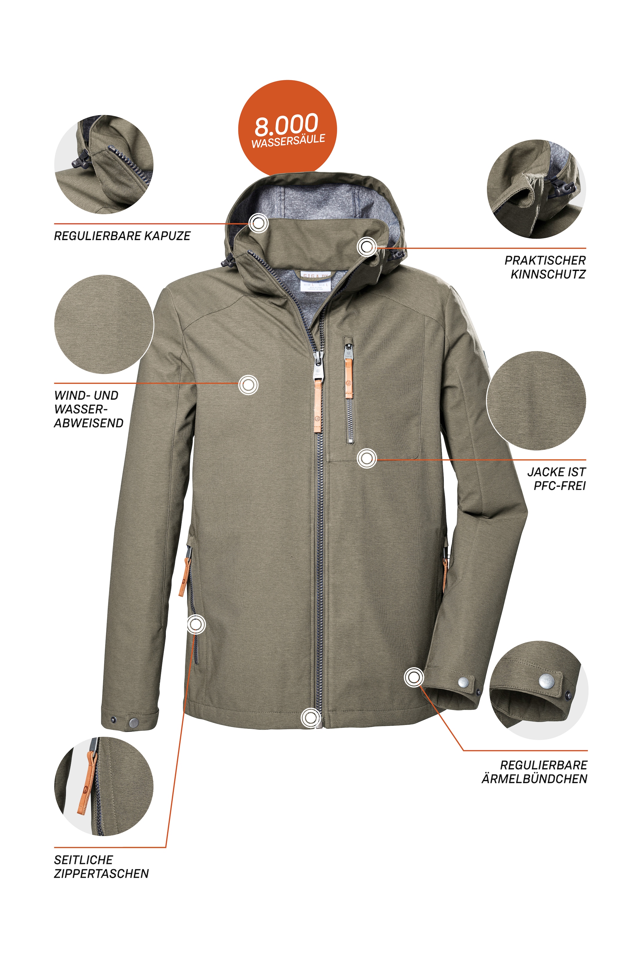G.I.G.A. DX by killtec Softshelljacke »GS 7 MN SFTSHLL JCKT«, Herren Softshelljacke: wasserabweisend, abnehmbare Kapuze, nachhaltig
