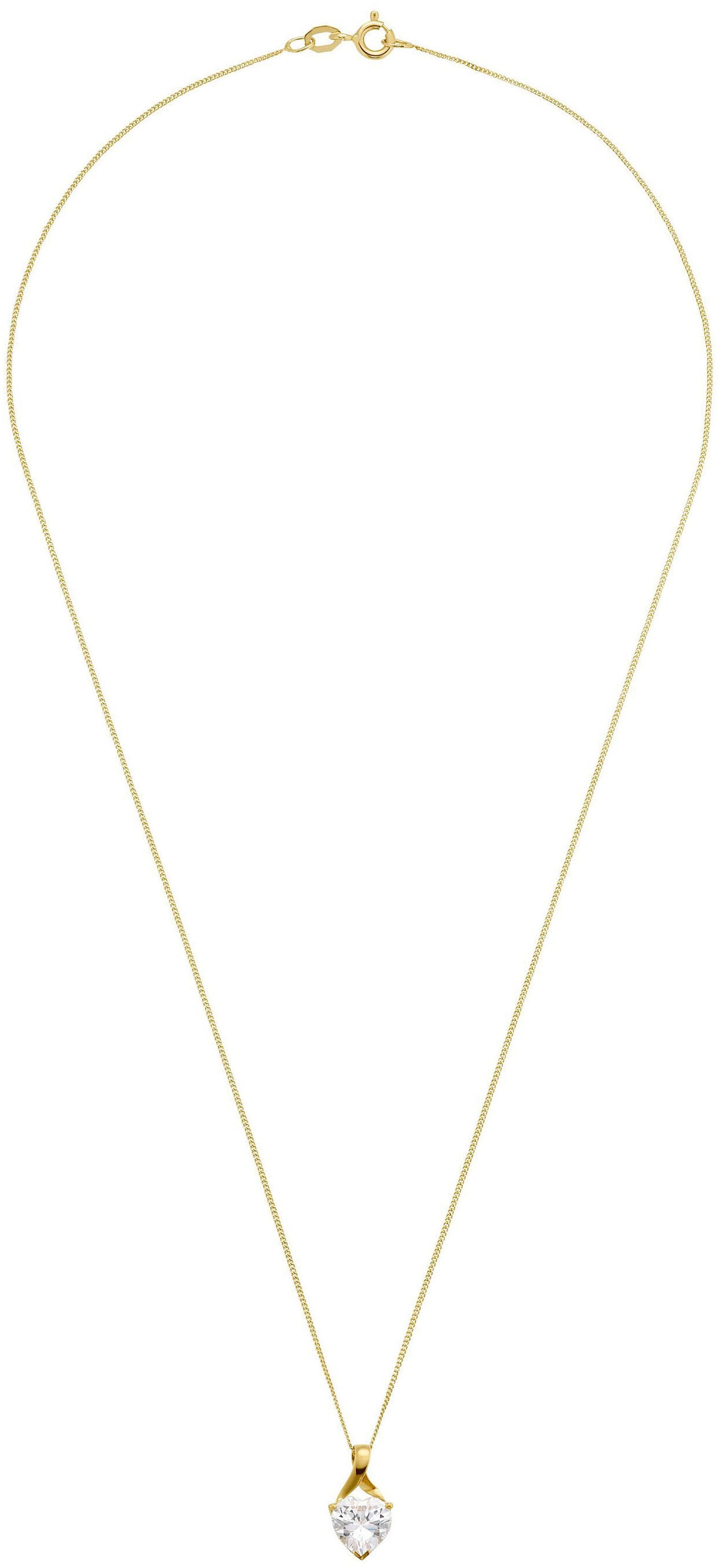 Amor Kette mit Anhänger »Schmuck Geschenk Halskette Herz LIEBE 2014209 Gold 375«, mit Zirkonia (synth.)