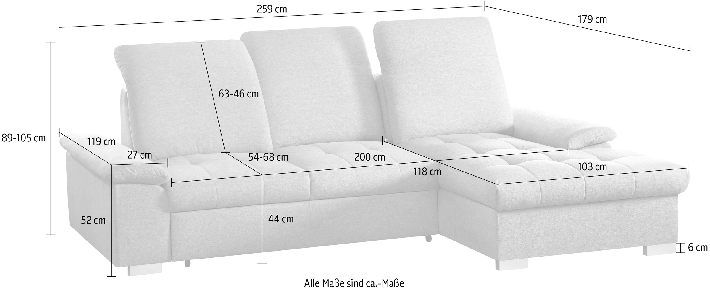 CALIZZA INTERIORS Ecksofa »Moli 1«, mit Bettkasten, Kopfteilverstellung und  Sitztiefenverstellung auf Raten kaufen