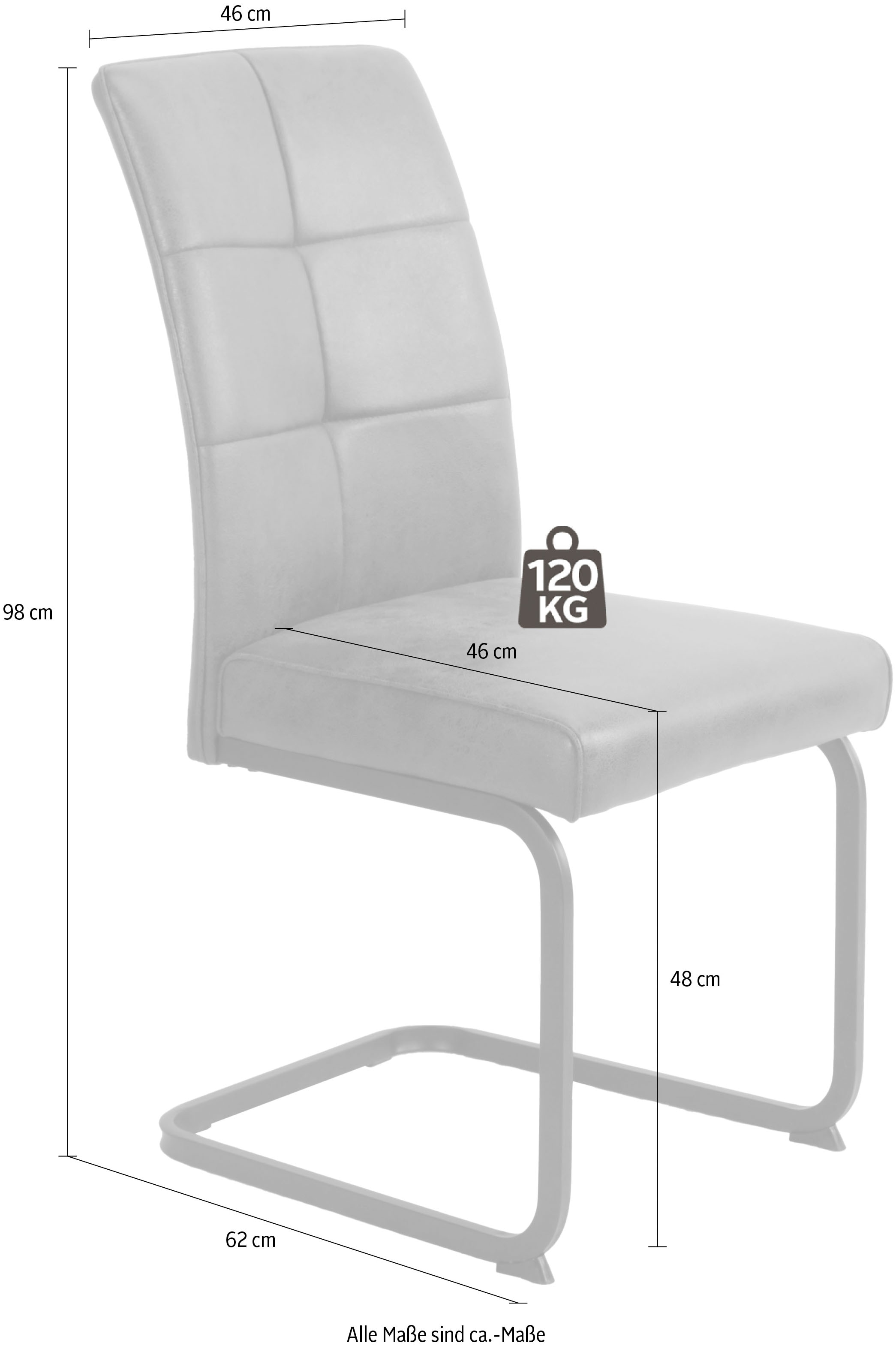 HELA Freischwinger »Freischwinger TOLEDO mit Komfortsitz, gepolstert, Bezug Microfaser«, (Set), 4 St., Microfaser, Esszimmerstuhl, pflegeleicht, Vierkantrohrgestell pulverbeschichtet