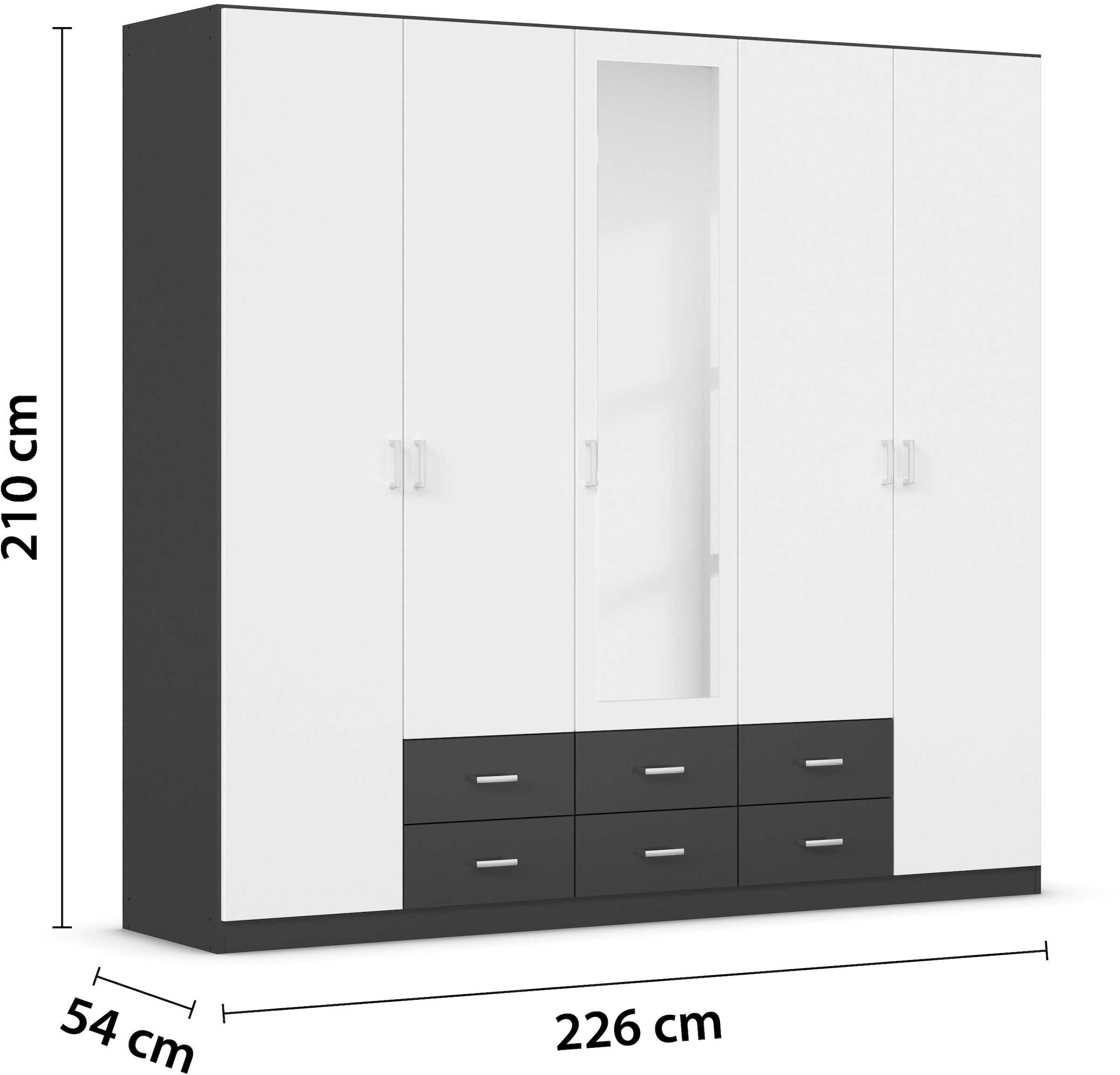 rauch Kleiderschrank »Schrank Garderobe Wäscheschrank GAMMA in 3 Breiten«, viel Stauraum mit 6 Schubladen, mit Spiegel TOPSELLER MADE IN GERMANY