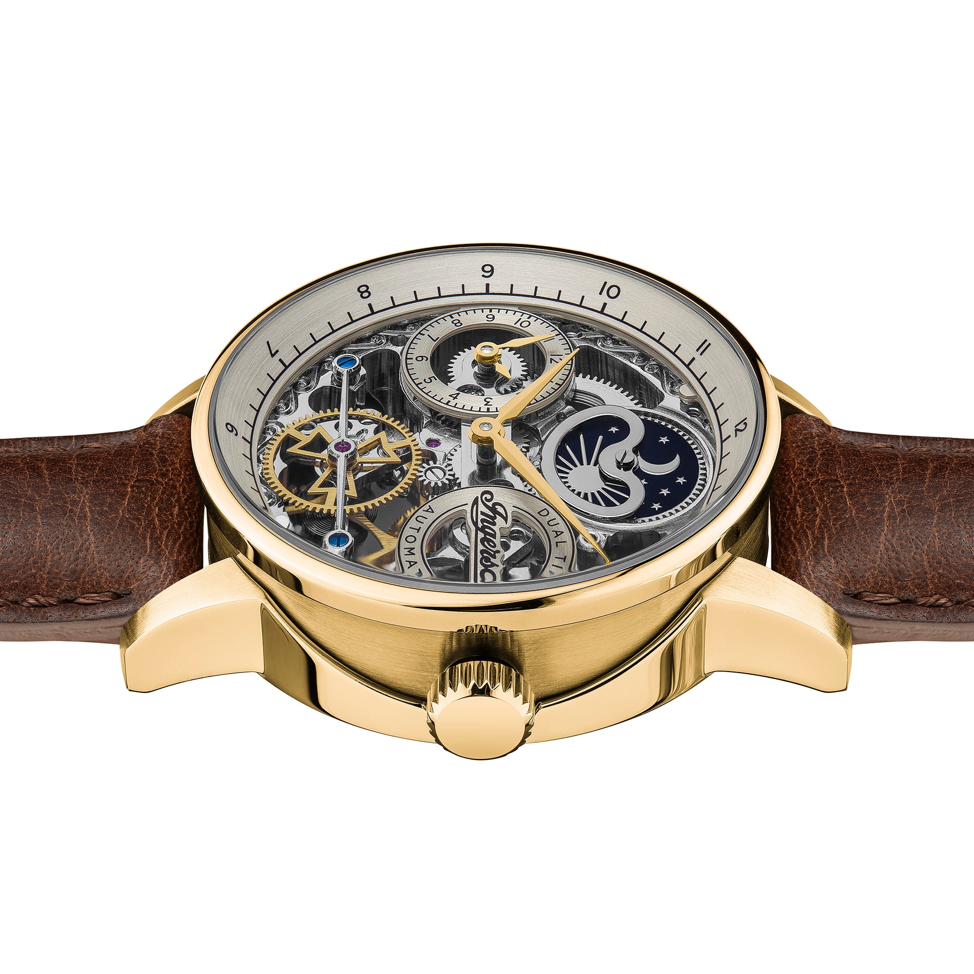 Ingersoll Automatikuhr »The Jazz« Armbanduhr, Herrenuhr, Mechanische Uhr, Lederarmband, analog, Dualzeit