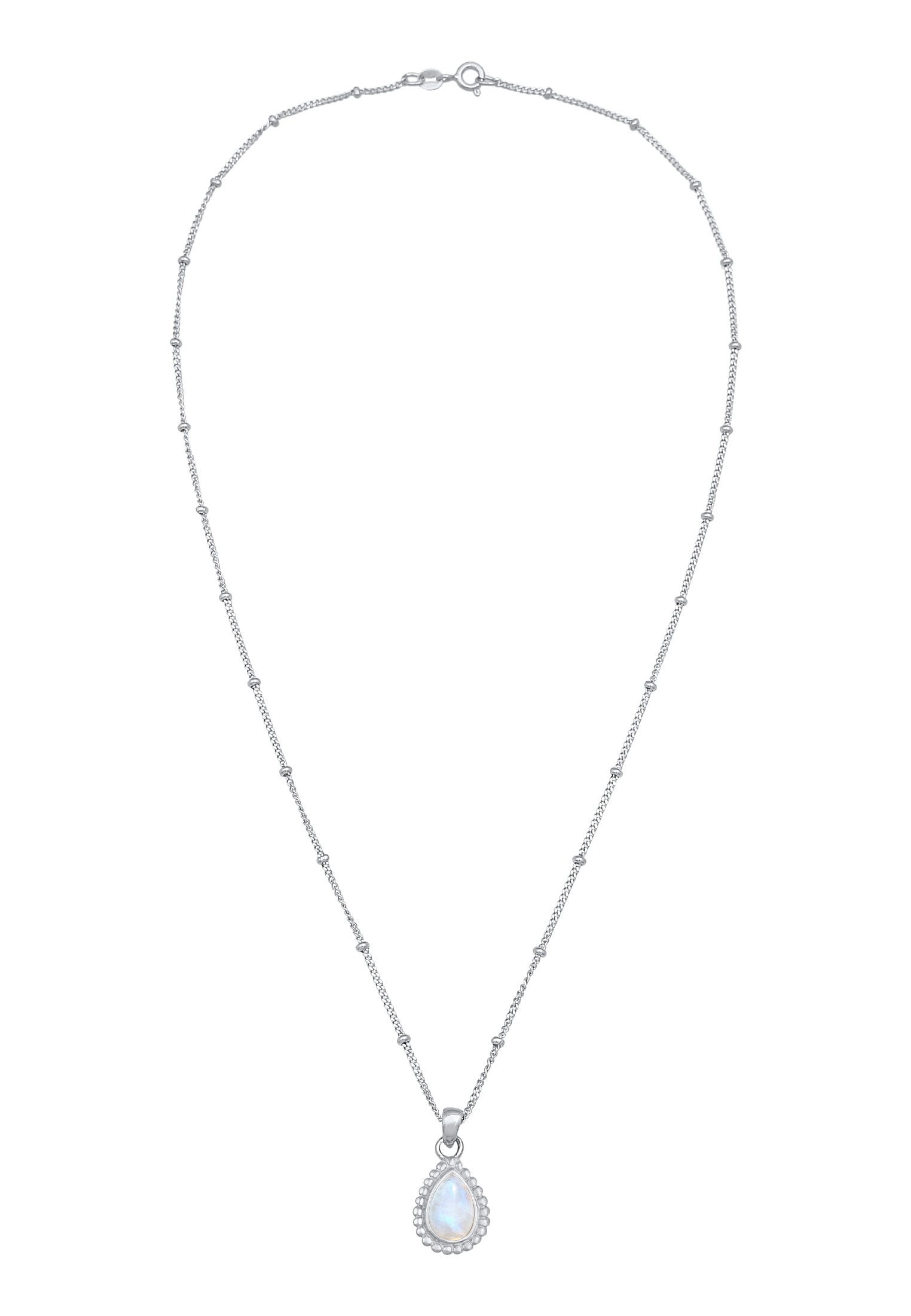 Elli Silberkette »Halskette Mondstein Tropfen Kugelkette 925 Silber«