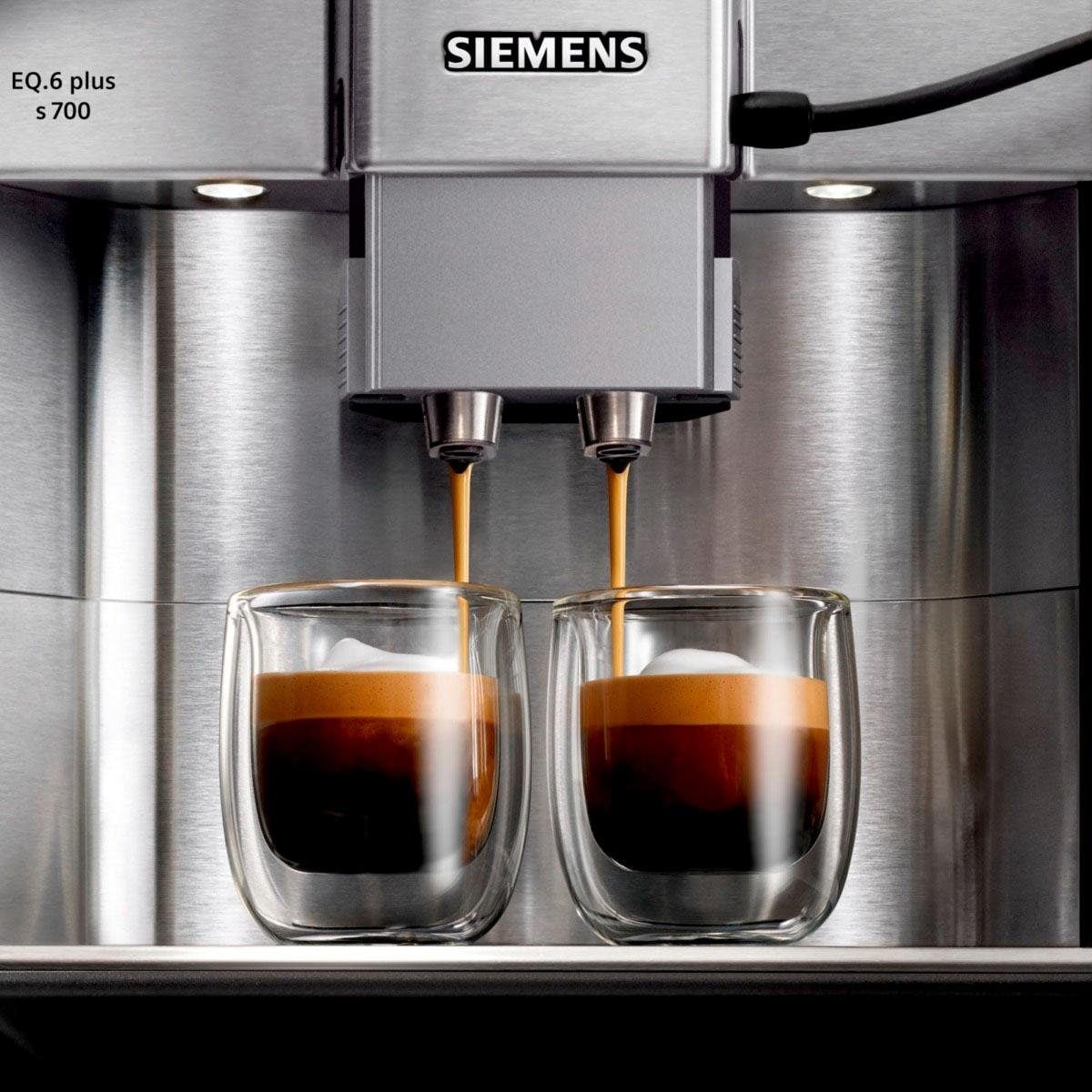 SIEMENS Kaffeevollautomat »EQ.6 XXL 2 plus Tassenpodest mit Profile, 3 beleuchtetes gleichzeitig, Jahren s700 Tassen 4 TE657503DE«, Garantie
