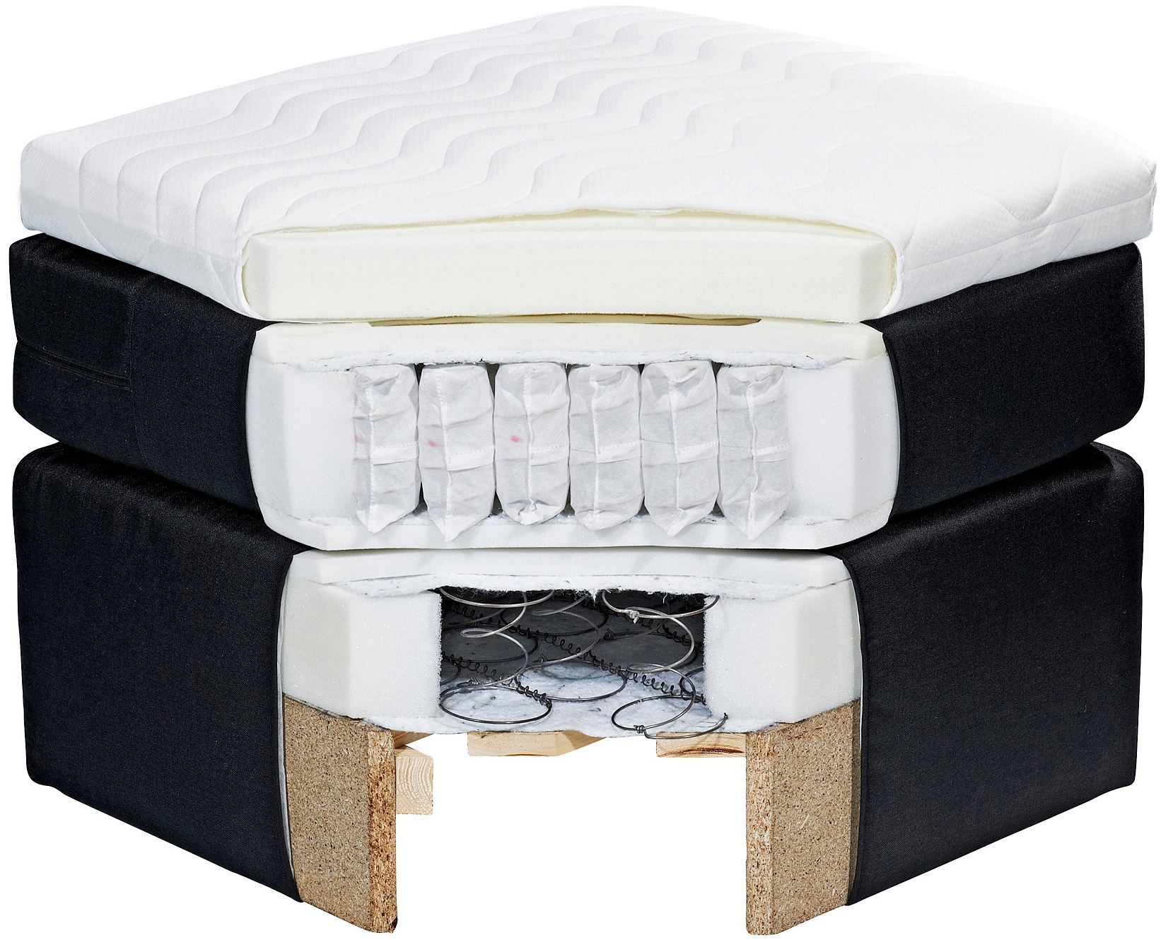 ED EXCITING DESIGN Boxspringbett »Villano«, mit Strasssteinen, Breite: 180cm, mit Bettkasten, inkl. Topper