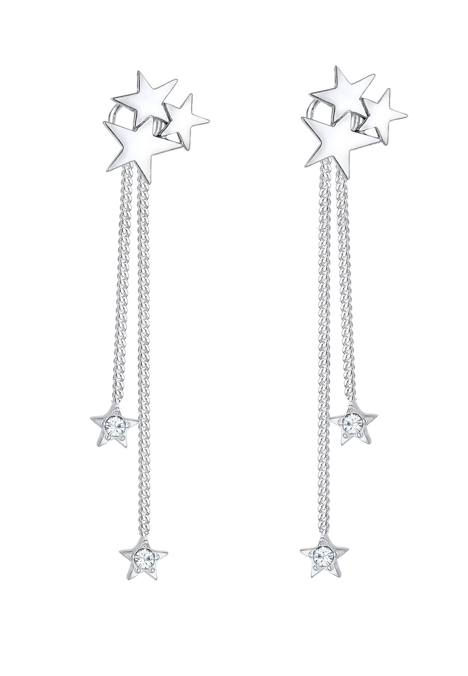 Elli Premium Paar Ohrhänger »Ohrringe Ohrhänger lang Stern Glass Crystals Weiß 925 Sterling Silber«