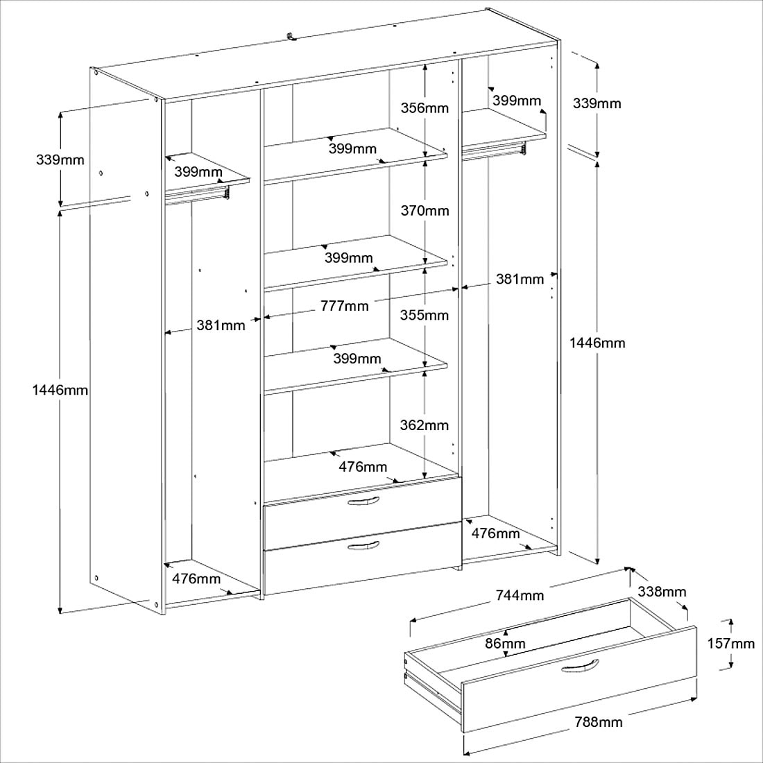 Parisot Kleiderschrank »Daily 11« 1 Stk. tlg.