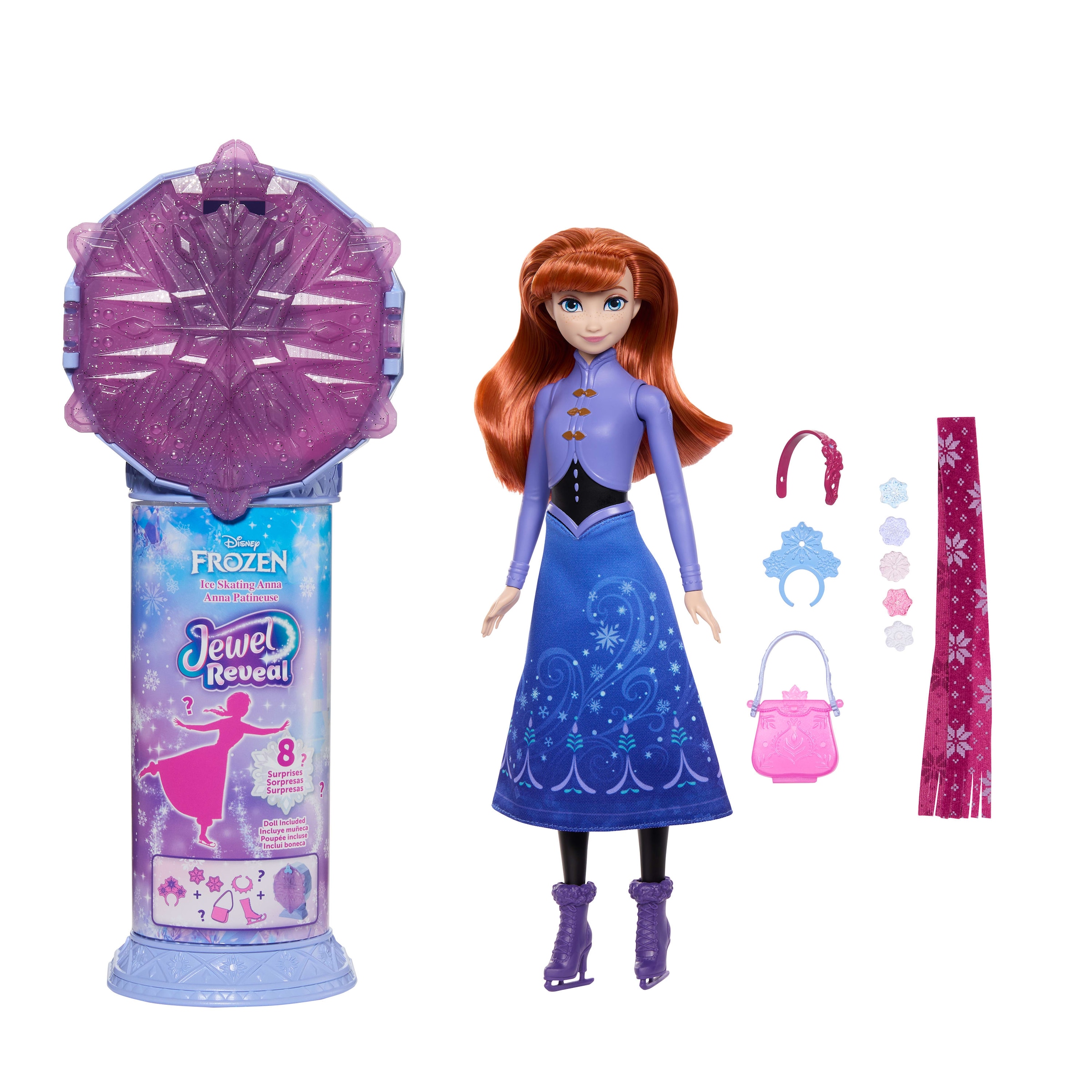 Mattel® Anziehpuppe »Disney Die Eiskönigin Jewel Reveal, Eisläuferin Anna«
