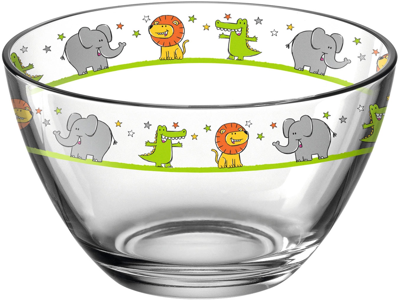 Kinderschale »BAMBINI«, 6 tlg., aus Glas, Löwe/Elefant/Krokodil, Ø 12 cm