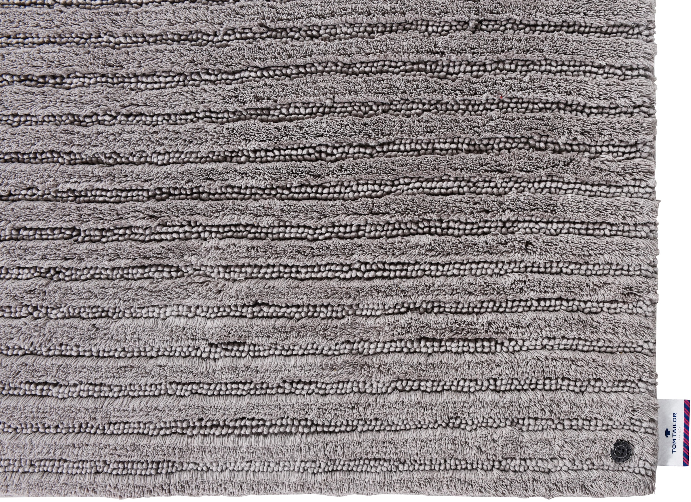 TOM TAILOR HOME Badematte »Cotton Stripes«, rutschhemmend beschichtet, fußbodenheizungsgeeignet-strapazierfähig, Uni Farben, gestreift, reine Baumwolle, Hoch-Tief Effekt