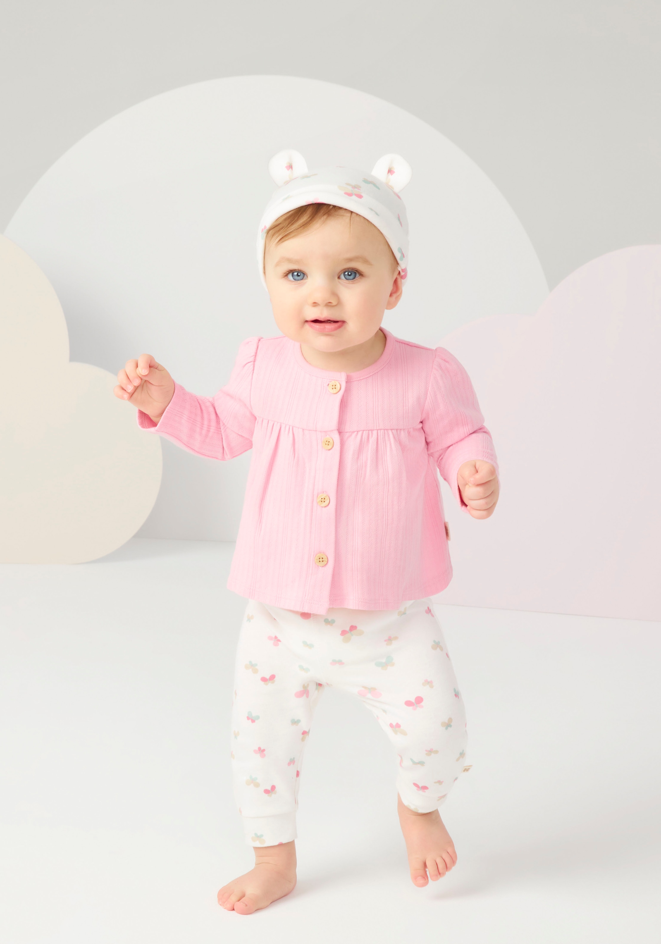 HUGGIES babywear Langarmshirt & Hose, mit Schmetterlings Print