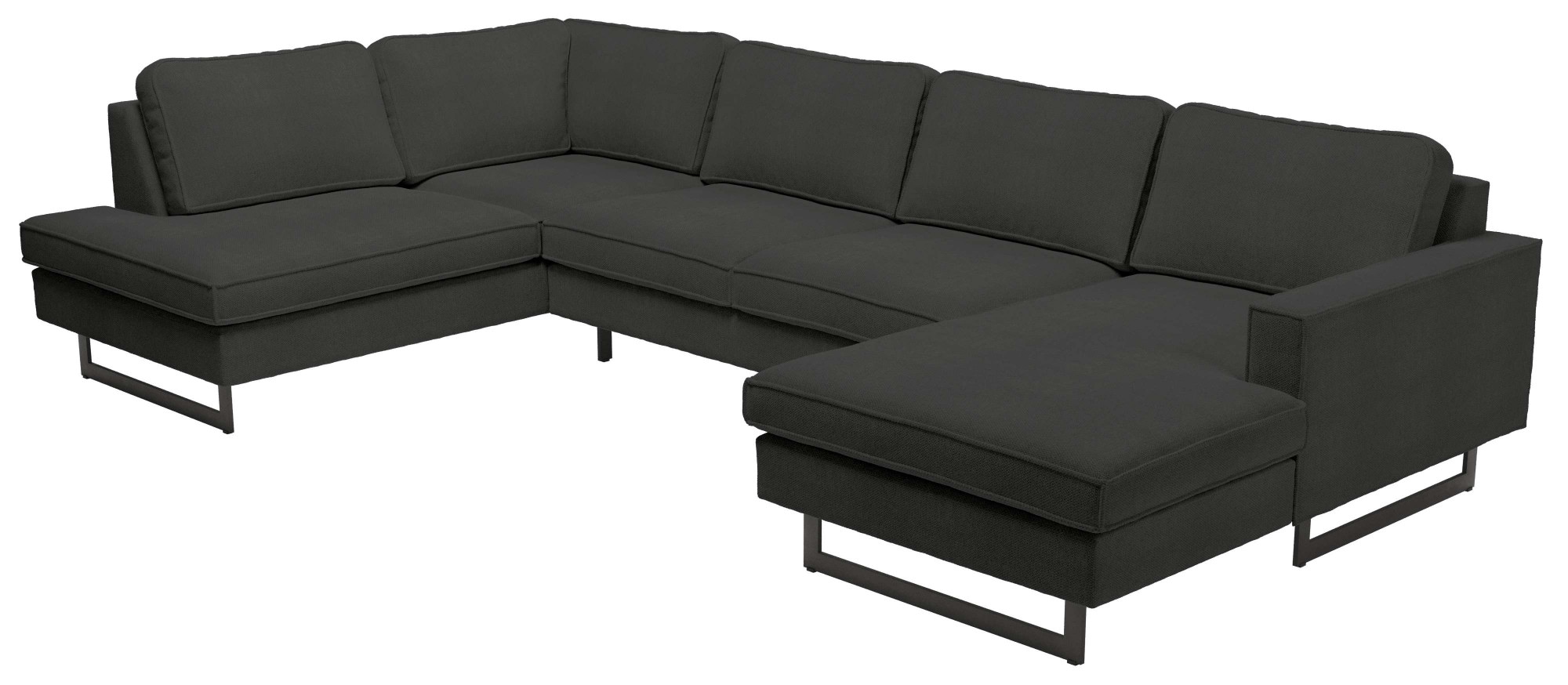 Places of Style Wohnlandschaft »Pinto, 350 cm, U-Form, XXL, mit Ottomanen«, Cord, Feincord, Luxus-Microfaser Leder und Chenille