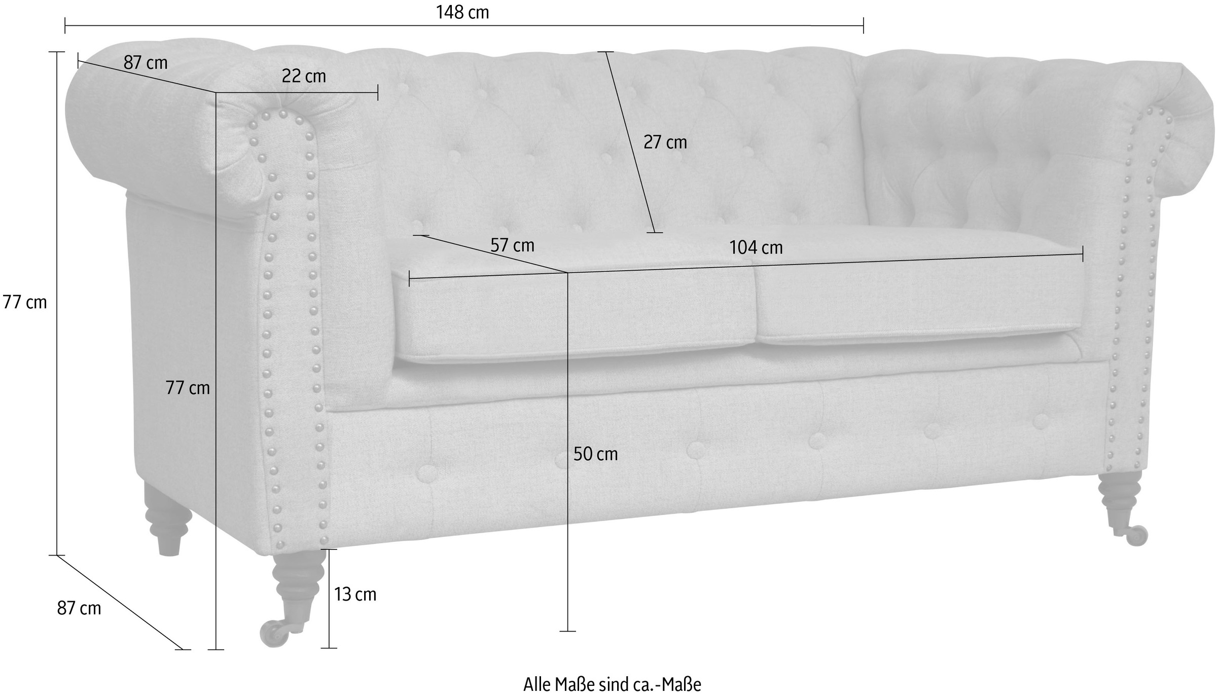 Home affaire Chesterfield-Sofa »Aarburg«, aufwändige Knopfheftung und Ziernägel im Chesterfield-Design