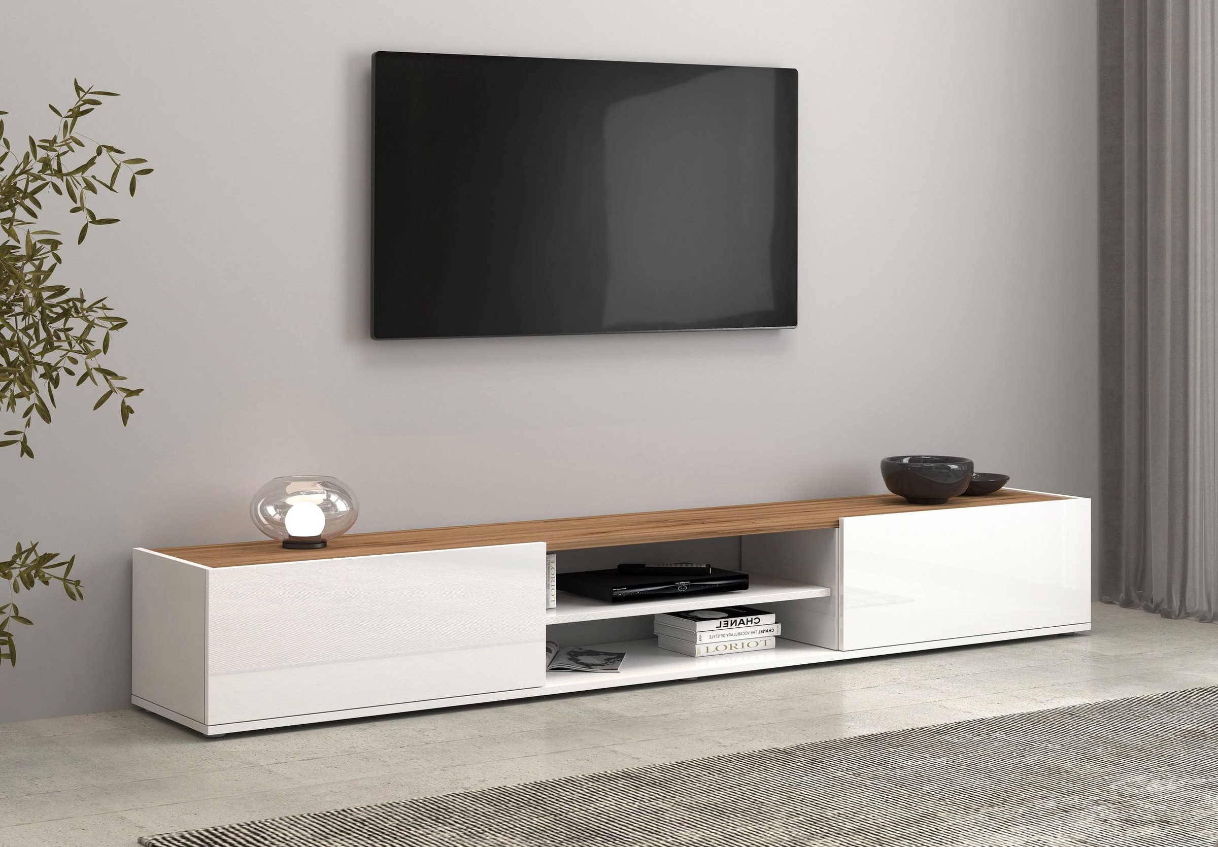 INOSIGN Lowboard »Garda,Lowboard,TV-Kommode,TV-Möbel,TV-Bank«, stehend und hängend mit 2 Klappen, 1 Einlegeboden, Breite 210 cm