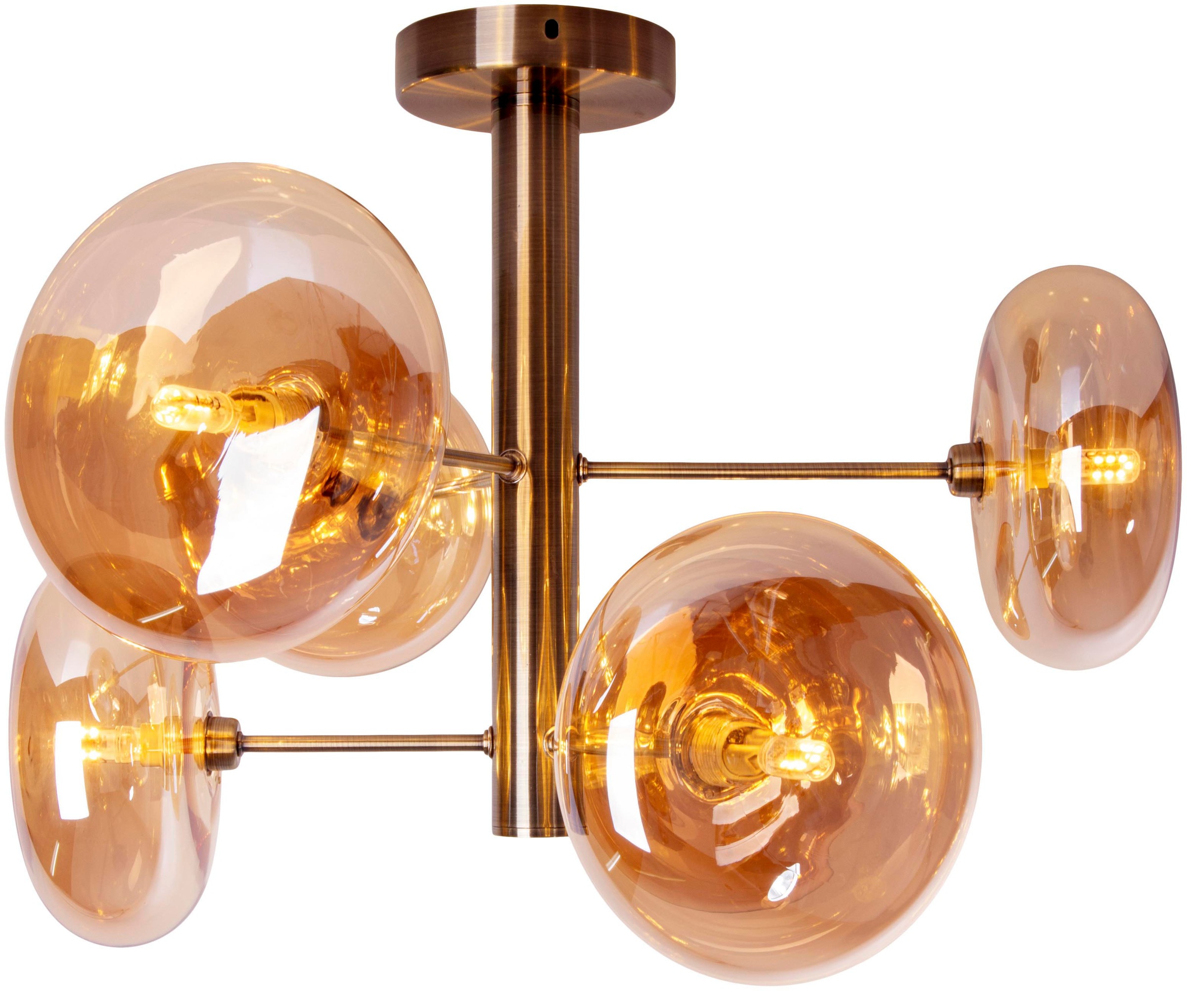 näve Deckenleuchten »Orion« G9 1 Stk. Glasschirme, 6flg. G9, exkl. Leuchtmittel, messing-matt, D: 53cm