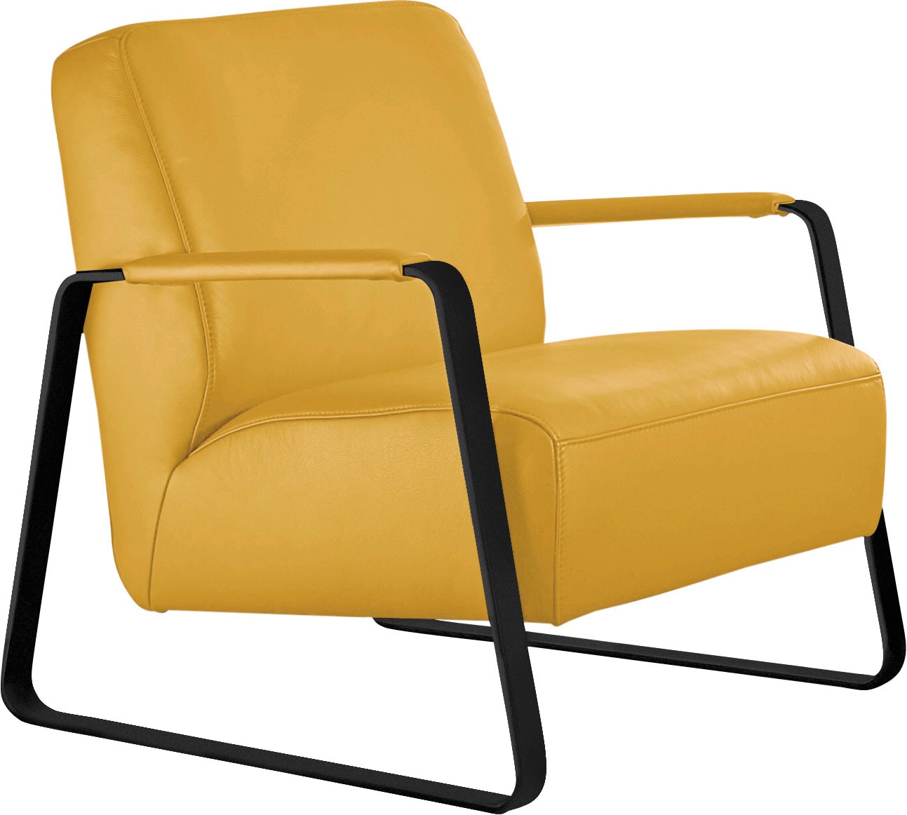 W.SCHILLIG Cocktailsessel »quadroo Loungesessel,«, mit bezogenen Armlehnen, Gestell in Schwarz pulverbeschichtet