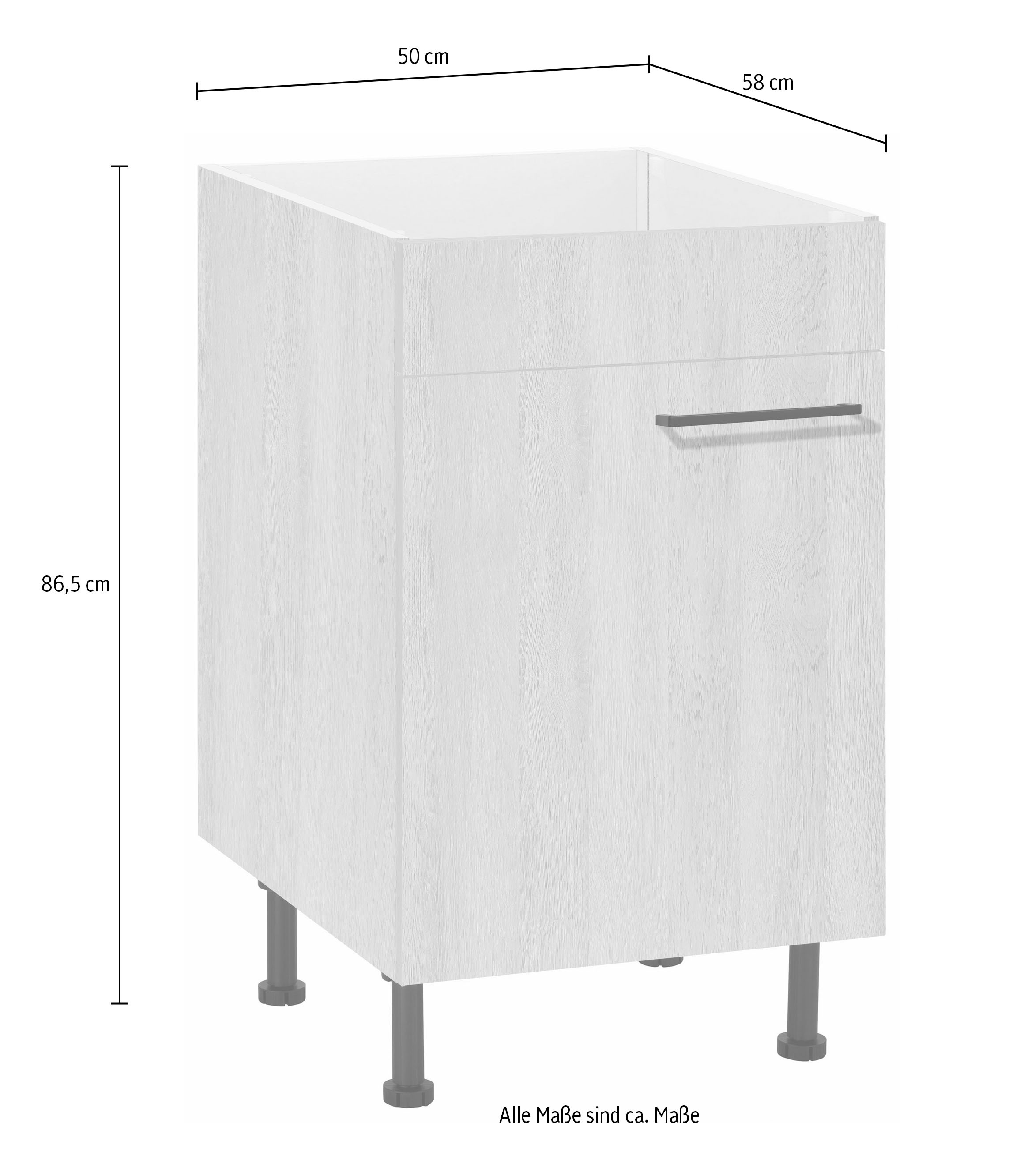 wiho Küchen Spülenschrank »Nisos«, 50 cm breit, mit verstellbaren Füßen, ohne Arbeitsplatte