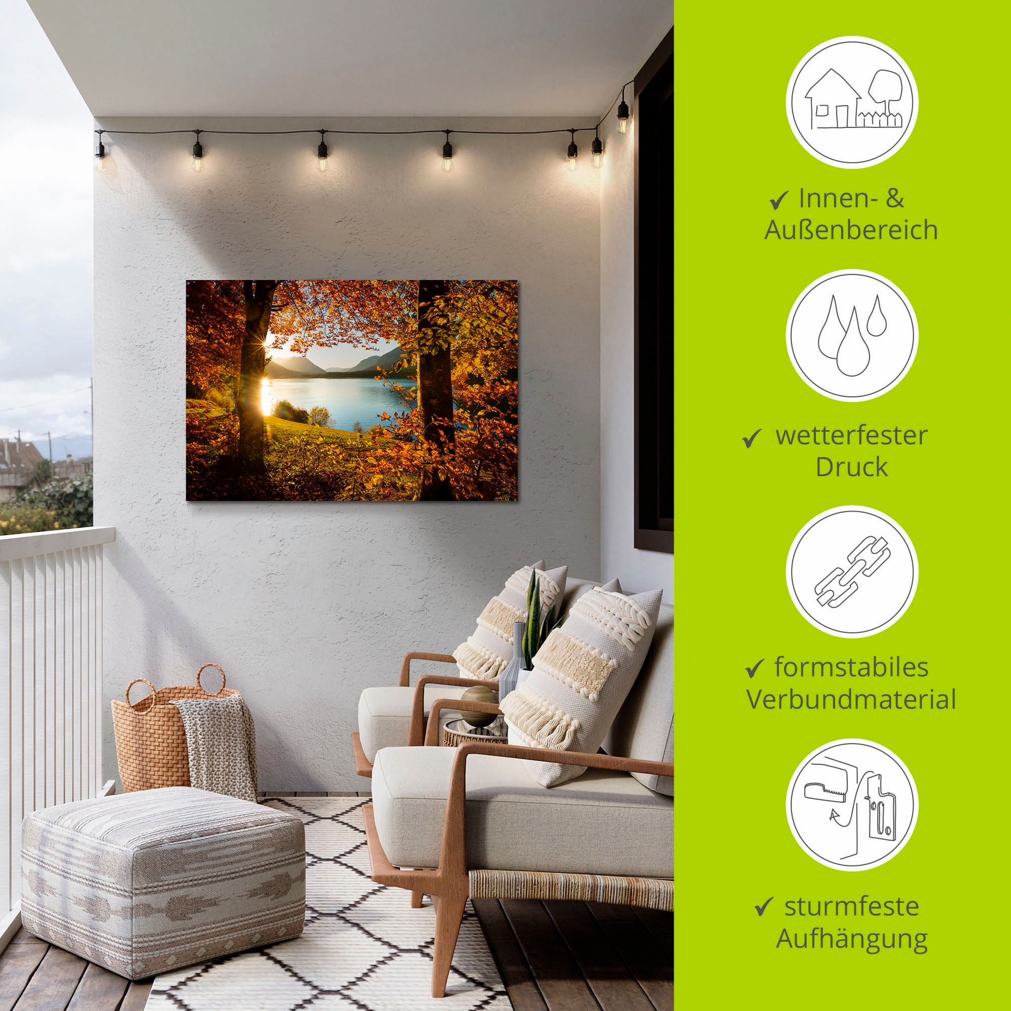 Artland Wandbild »Herbst am Sylvensteinsee« Gewässer 1 Stk. tlg. als Alubild, Outdoorbild, Leinwandbild, Poster in verschied. Größen