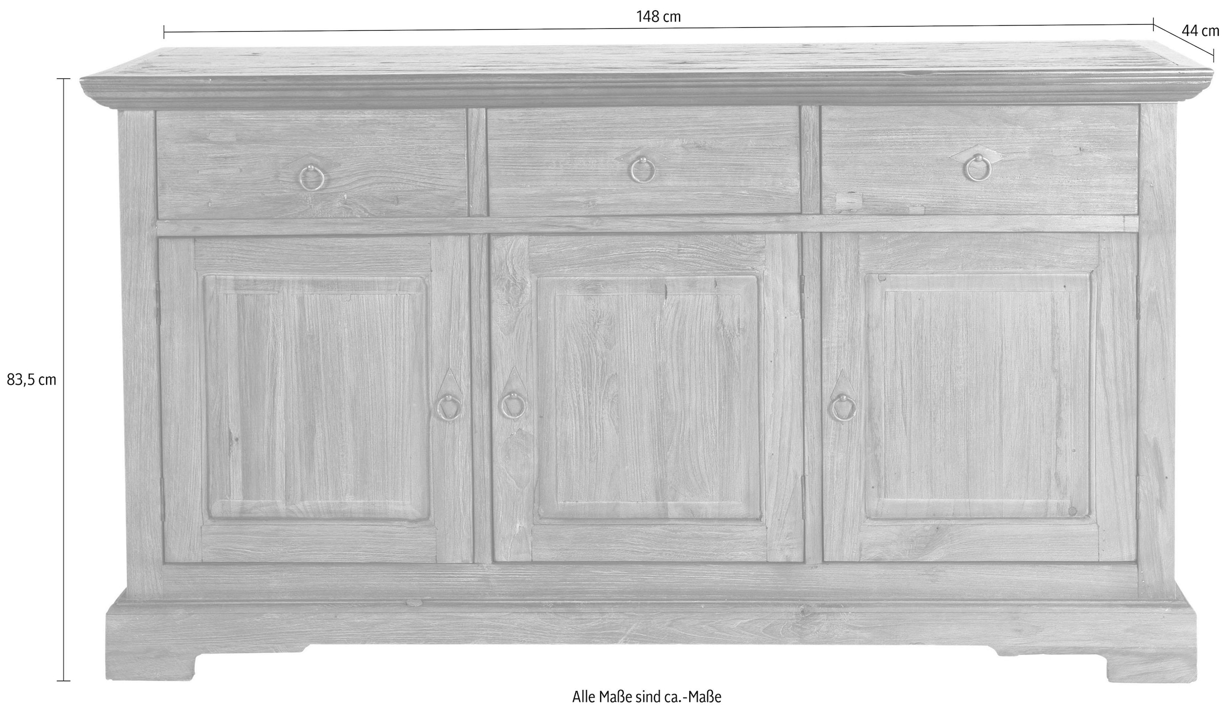 SIT Sideboard »Seadrift«, recyceltem Vintage Raten bestellen Teak, Chic, auf Shabby Altholz aus