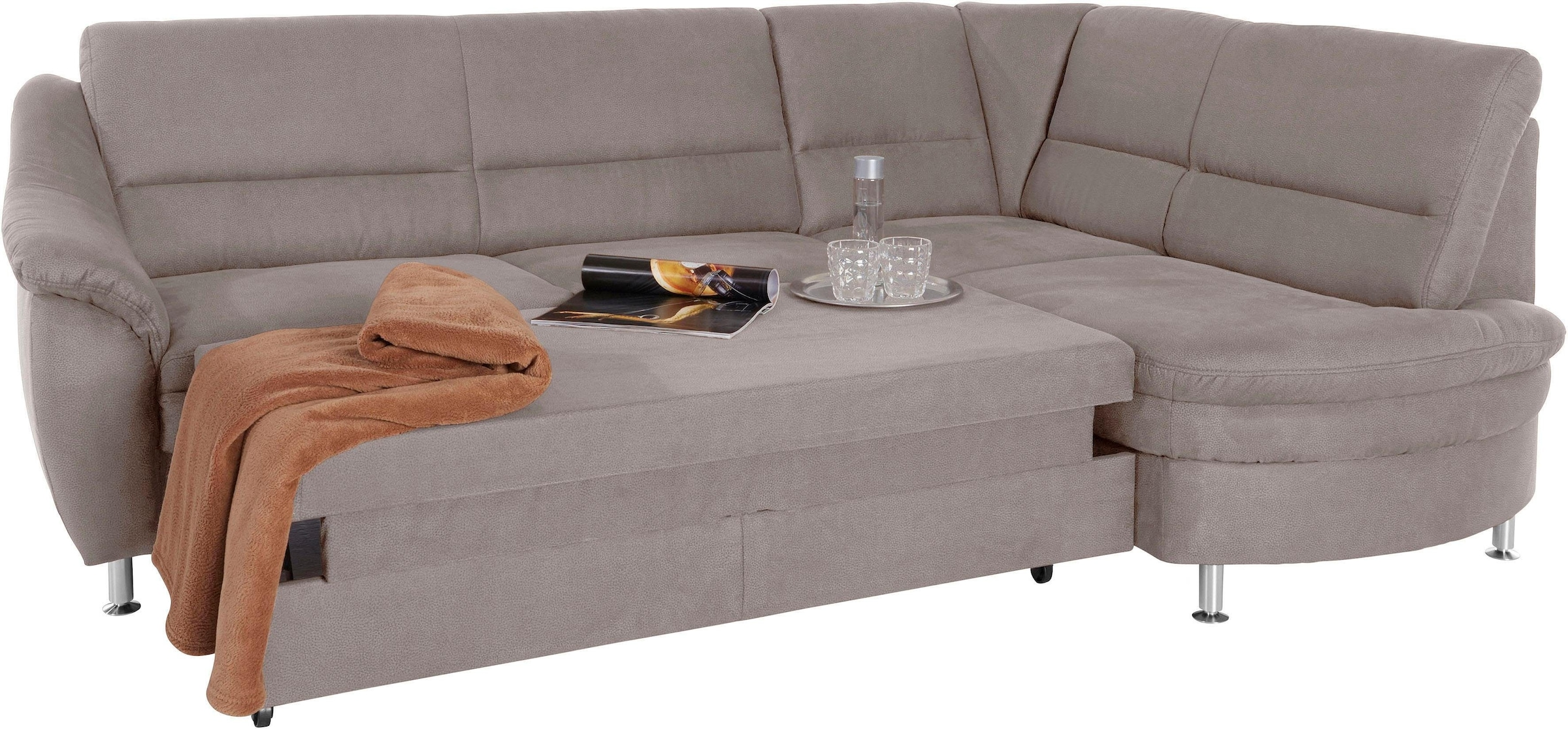 Places of Style Ecksofa »Cardoso L-Form«, Federkern, wahlweise mit Bett, Schubkasten