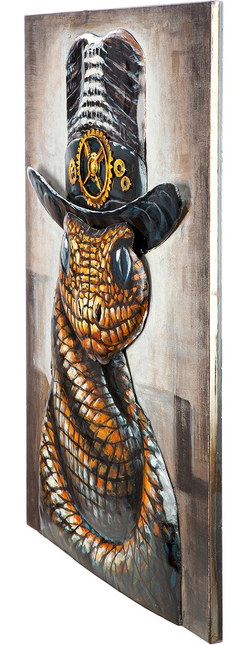 GILDE Metallbild »Bild rechteckig Snake with attitude  braun« Tiere 1 Stk. tlg. Schlangenbild Tiermotiv extravagantes Design Statementpiece Eyecatcher