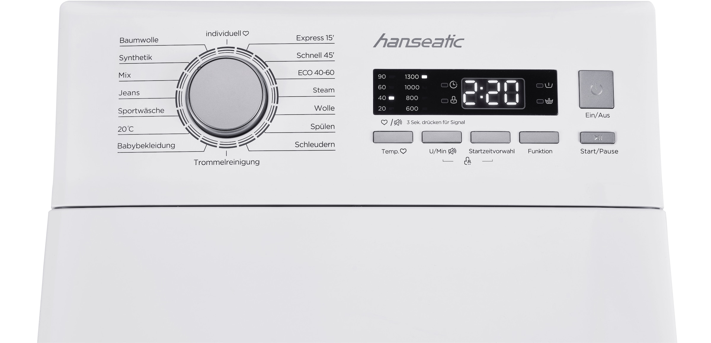 Hanseatic Waschmaschine Toplader »HTW8013A«, 8,0 kg, 1300 U/min, Mengenautomatik