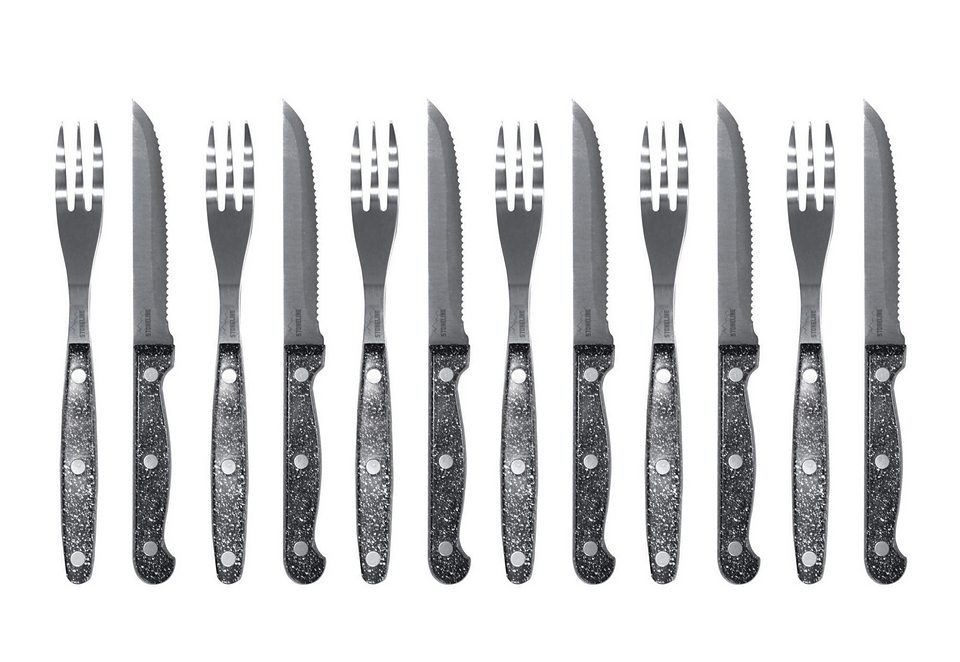 STONELINE Steakbesteck, (Set, 12 tlg.), mit echten Steinpartikeln