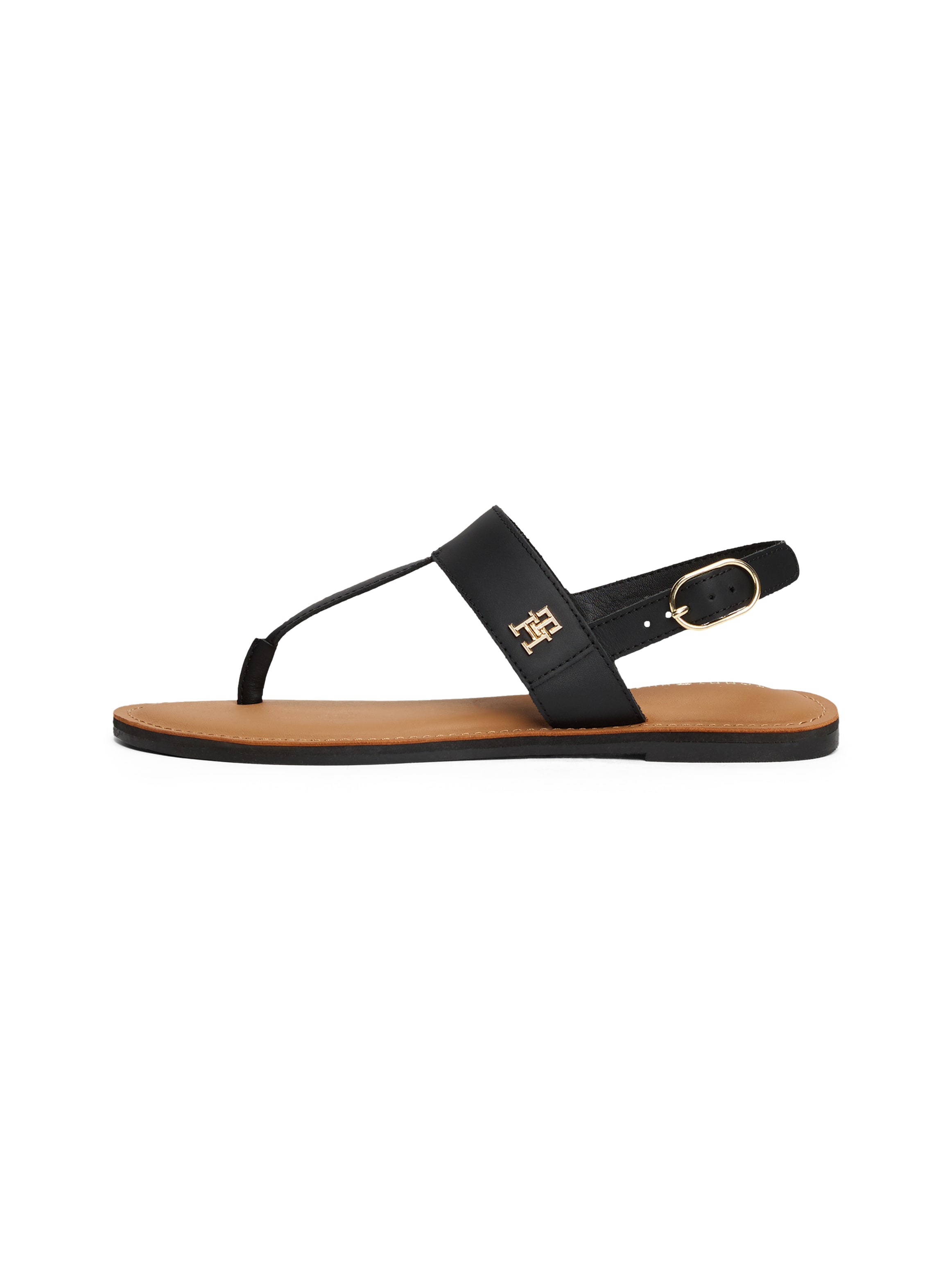 Tommy Hilfiger Riemchensandale »LEATHER THONG SANDAL«, Sandalette, Sommerschuh, Flats mit Zehensteg