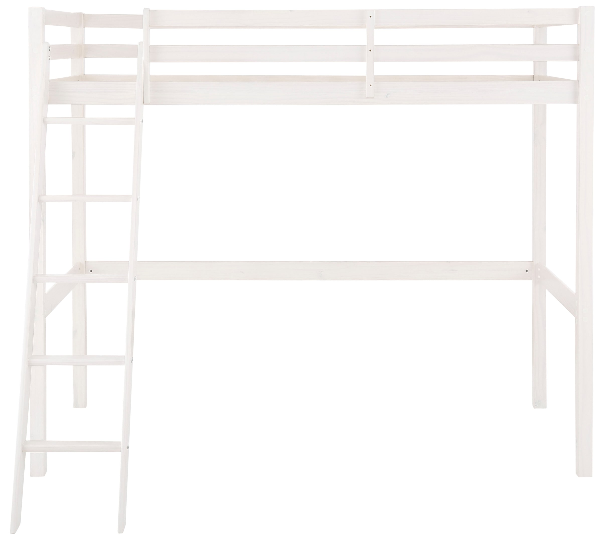 Lüttenhütt Kinderbett »Alpi, Hochbett, Stellfläche unter dem Bett« Kiefernholz, Inklusive Leiter und Lattenrost, Liegefläche 90x200 cm