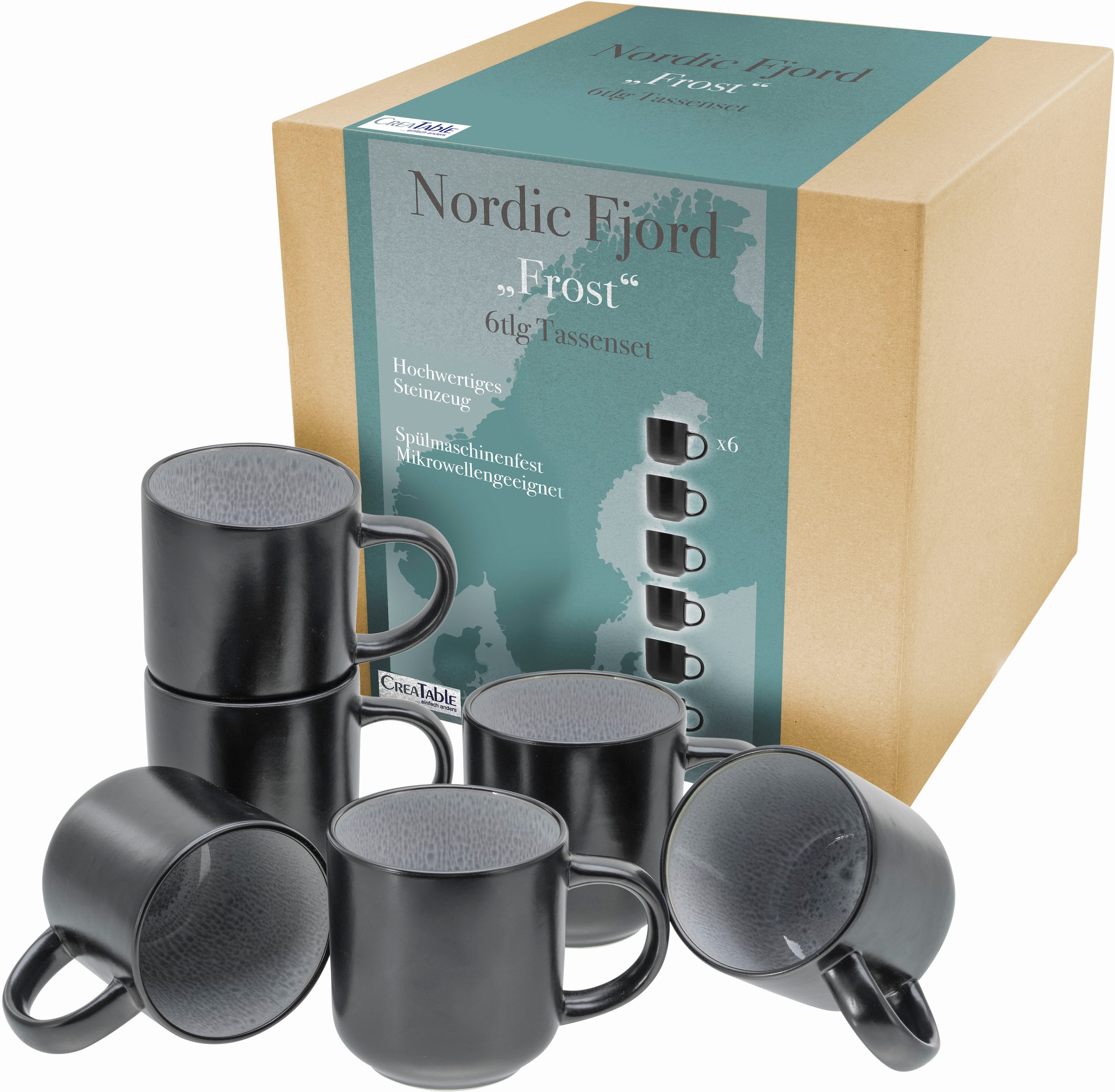 CreaTable Becher »Nordic Fjord«, (Set, 6 tlg.), Kaffeebecher, Tassen Set, 6-teilig, 285 ml