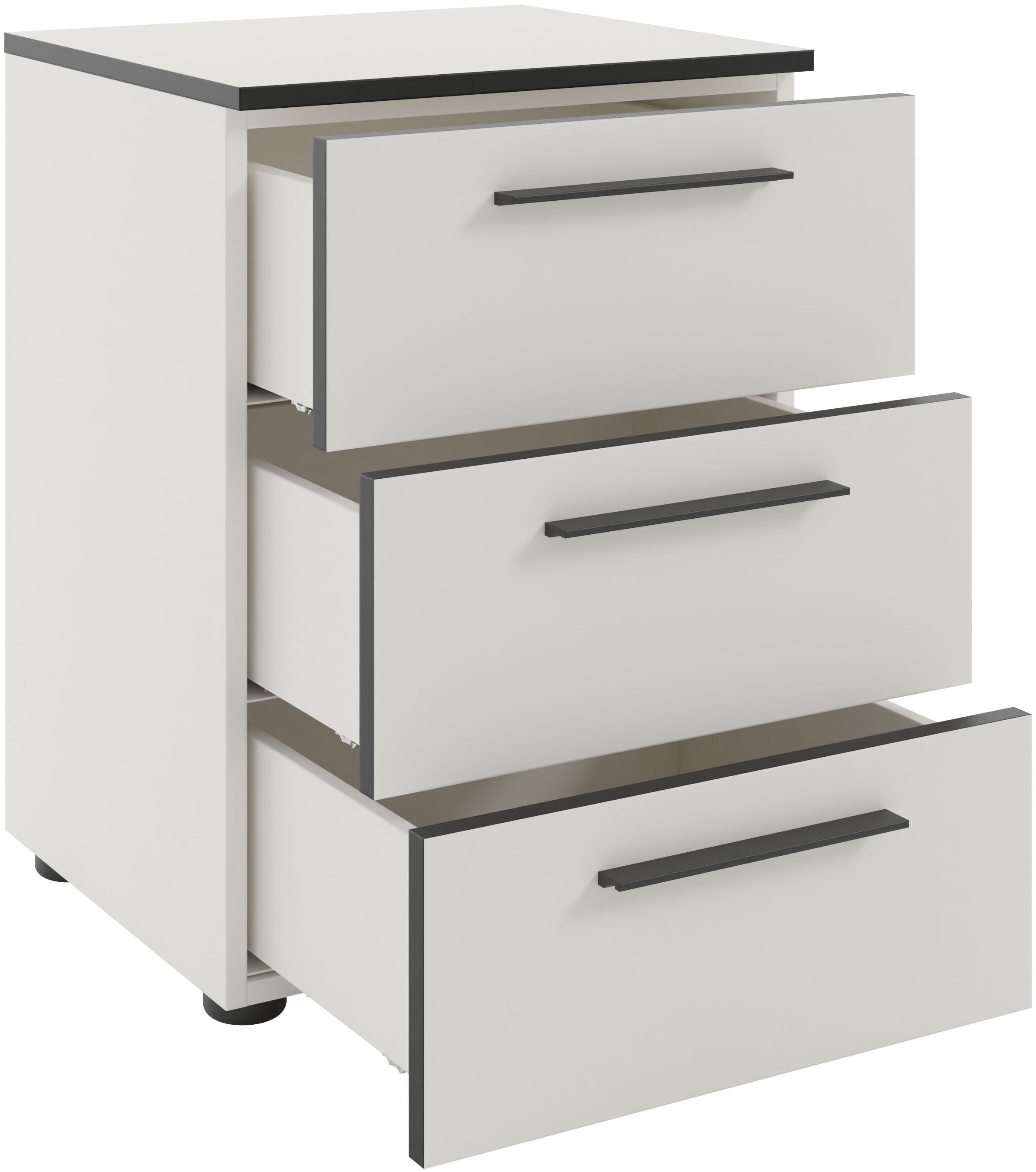 Manjana Möbel Nachtkommode »Nachtkommode mit Schwarz matten Metallgriffen«