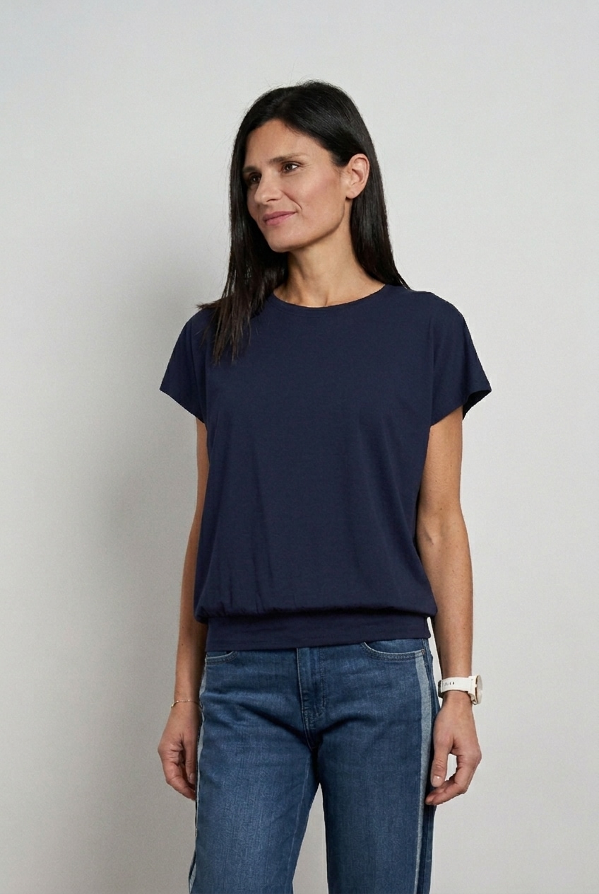 Seidel Moden Rundhalsshirt mit breiten Gummiband an der Taille - MADE IN GERMANY