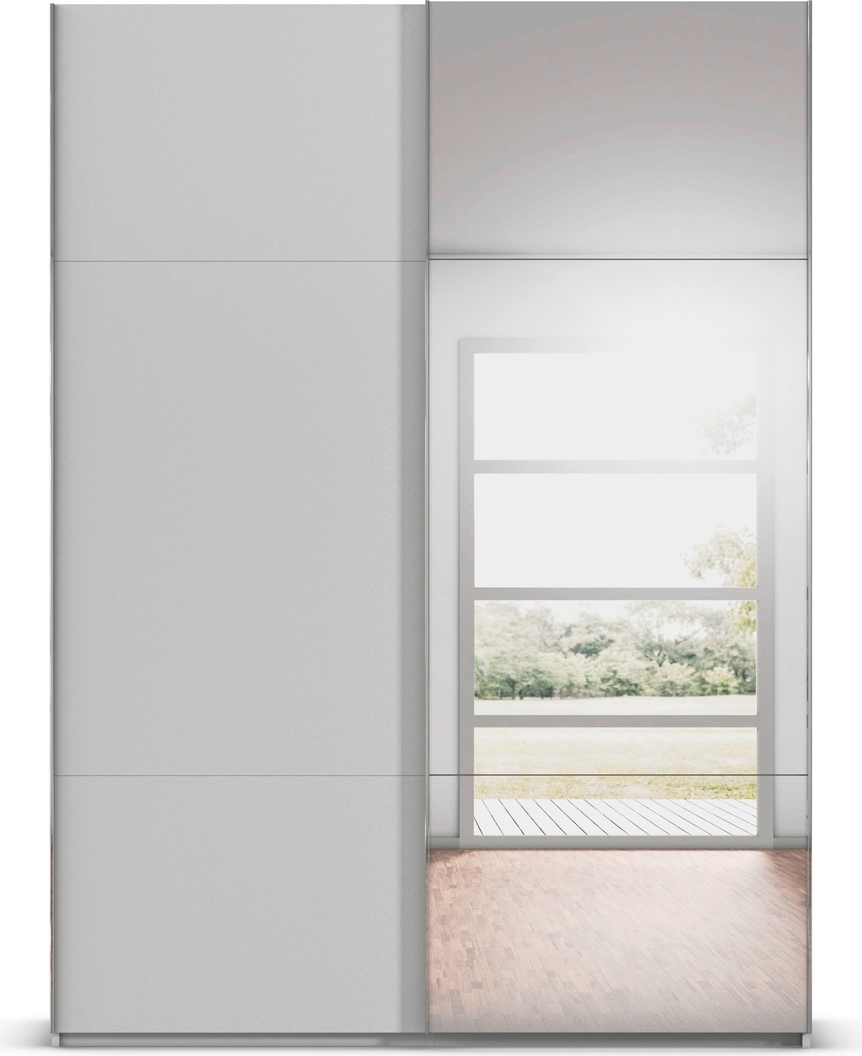 rauch Schwebetürenschrank »Kleiderschrank Schrank Garderobe Schlafzimmerschrank CONTIDO« in 3 verschiedenen Ausstattungen BASIC/CLASSIC/PREMIUM,  aus hochwertigem Material in 6 Breiten 2 Griff-Farben MADE IN GERMANY