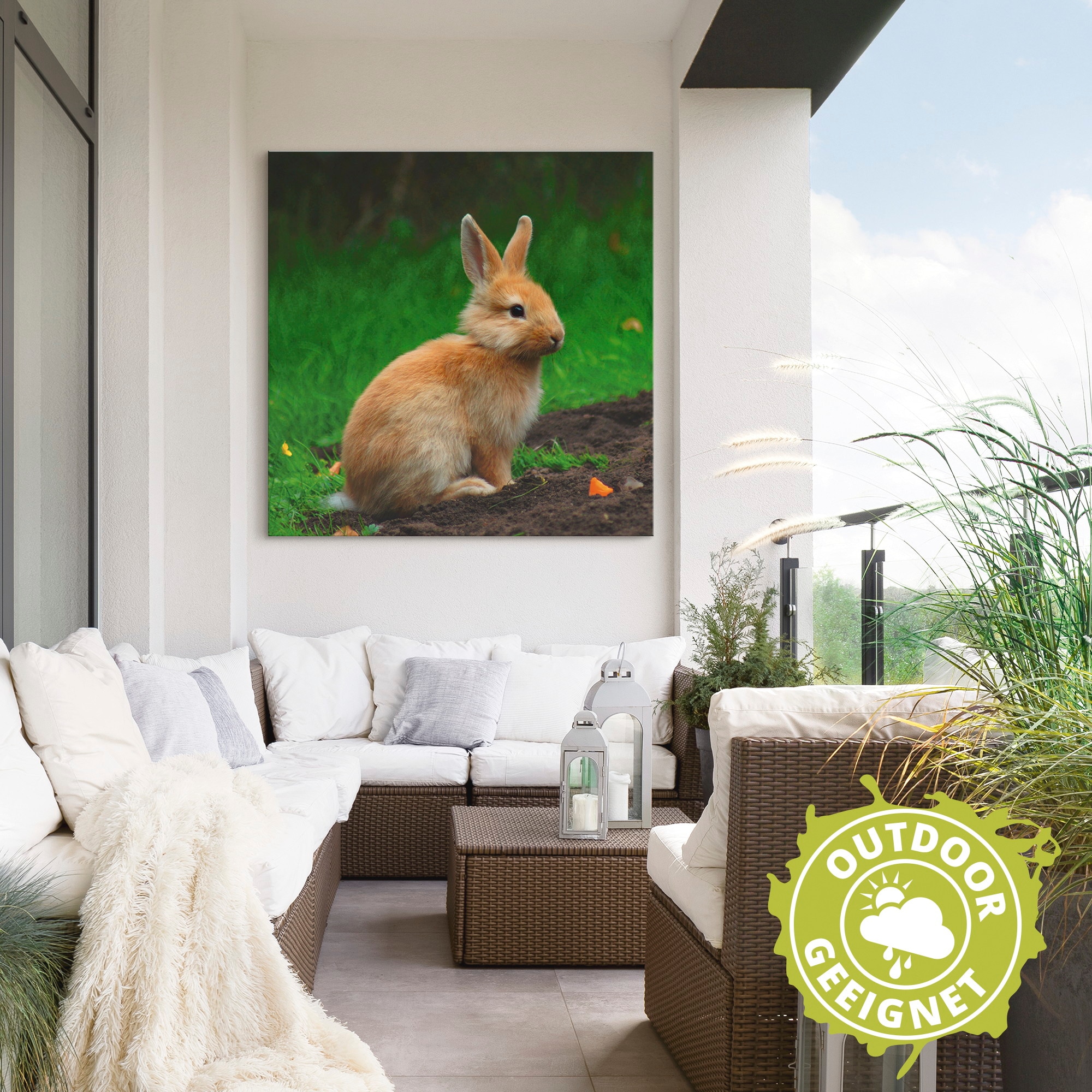 Artland Wandbild »Zwergkaninchen im Grünen«, Wildtiere, (1 St.), als Alubild, Leinwandbild, Wandaufkleber oder Poster in versch. Größen