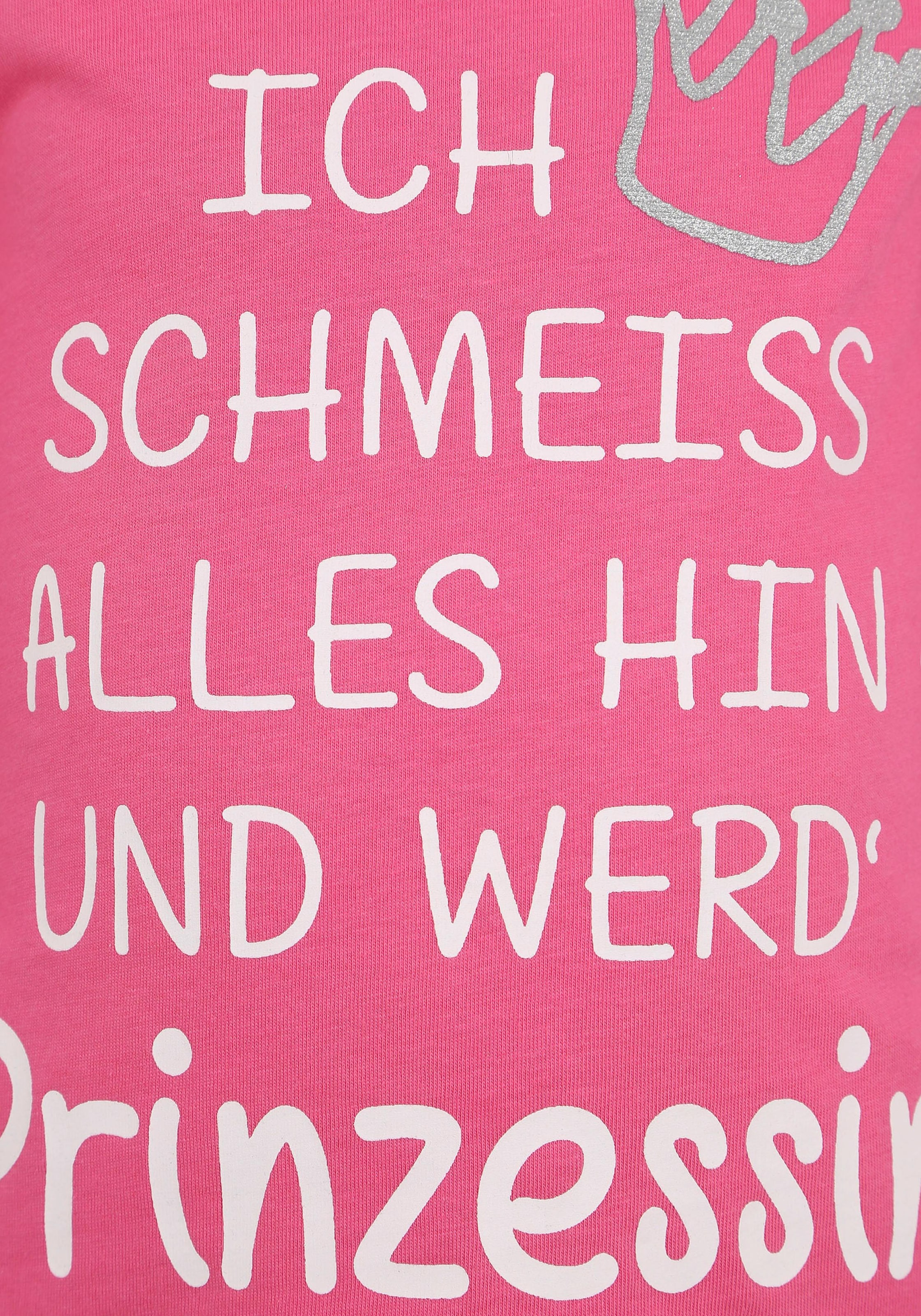 KIDSWORLD Langarmshirt »Ich schmeiss alles hin und werd´ Prinzessin«, langärmlig, Basic-Passform, mit Glitzerdruck