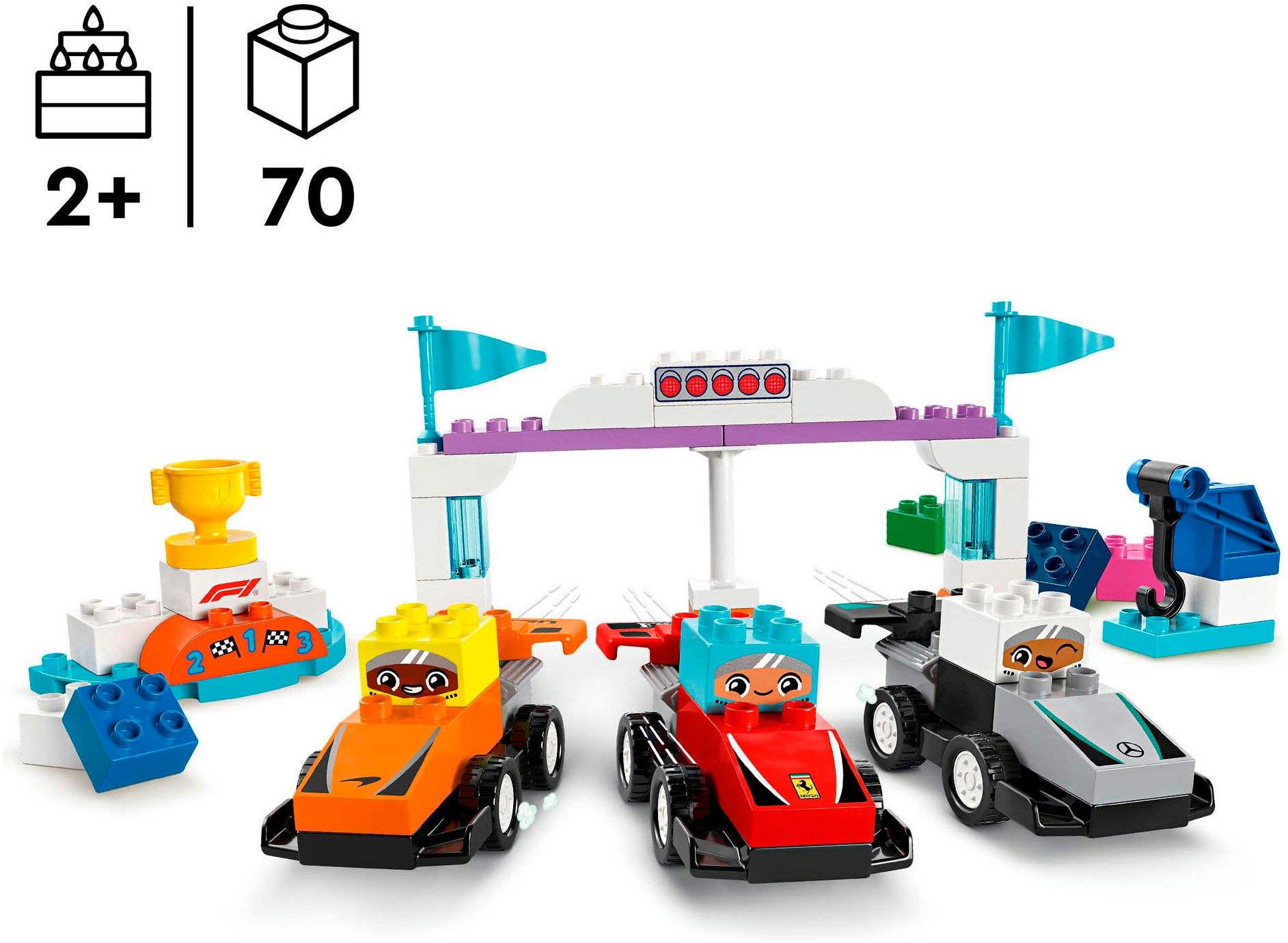 LEGO® Konstruktionsspielsteine »F1® Team Rennautos mit Rennfahrern (10445), LEGO DUPLO Town«, (70 St.), Made in Europe