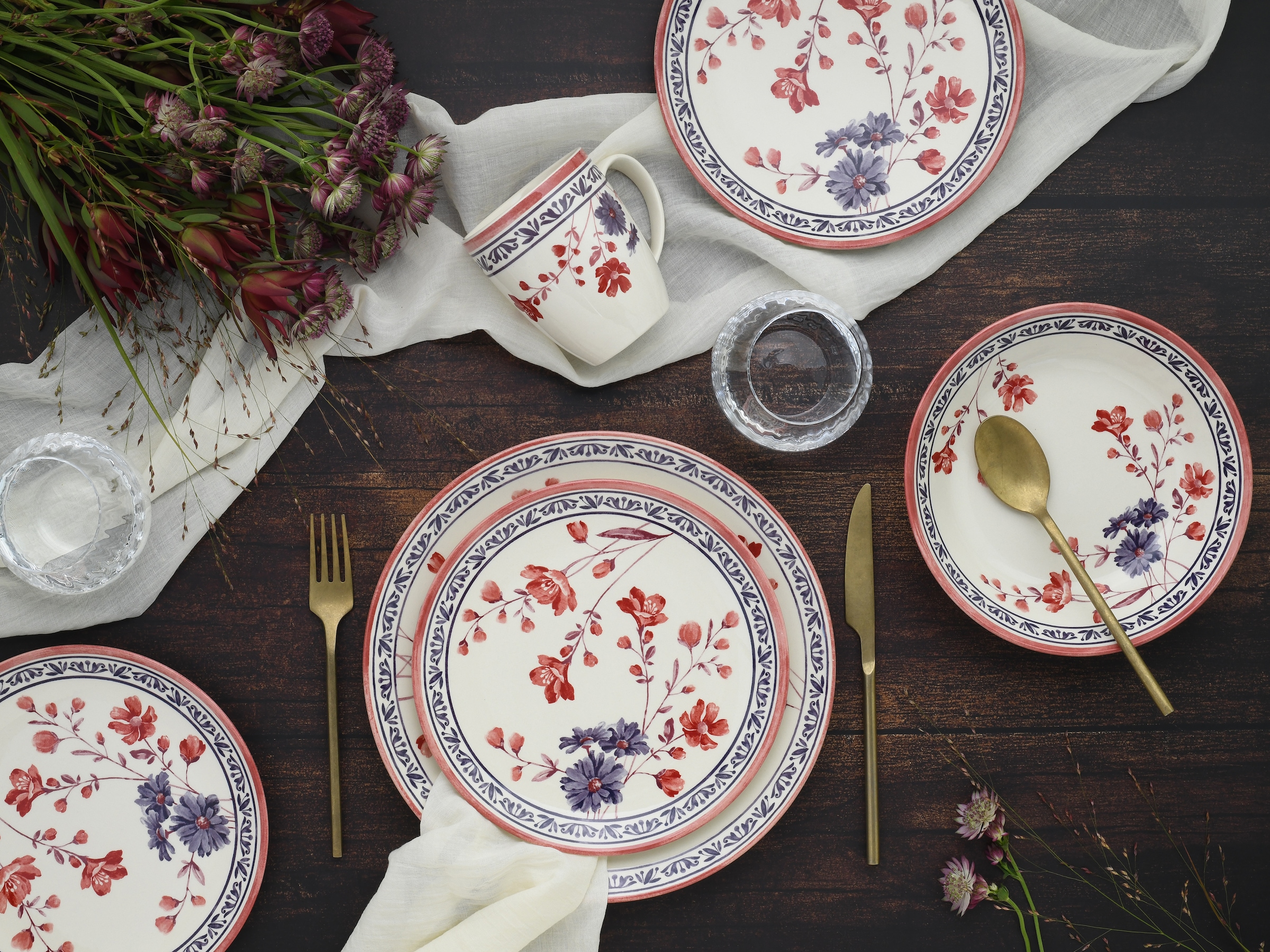 CreaTable Kombiservice »Cottage, Kombi-Service 16-tlg« Blumenmotive