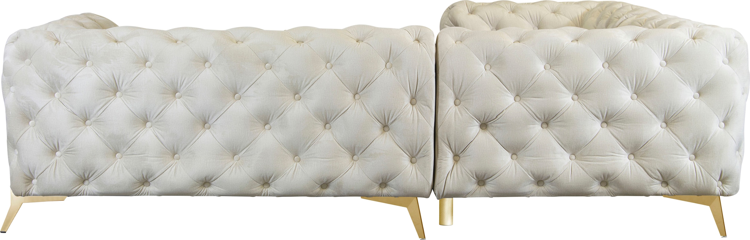 Leonique Chesterfield-Sofa »Amaury L-Form«, moderne Chersterfield-Optik, Breite 262 cm, Fußfarbe wählbar