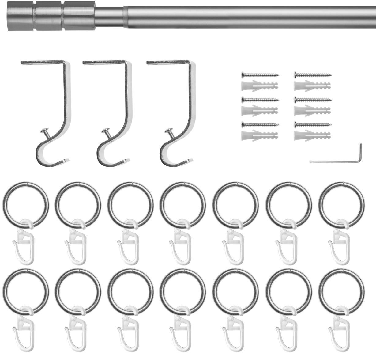 LICHTBLICK ORIGINAL Gardinenstange »Gardinenstange Zylinder, 20 mm, ausziehbar, 1 läufig 130 - 240 cm«, 1 läufig-läufig, ausziehbar, Einläufige Vorhangstange mit Ringen für Gardinen und Stores.