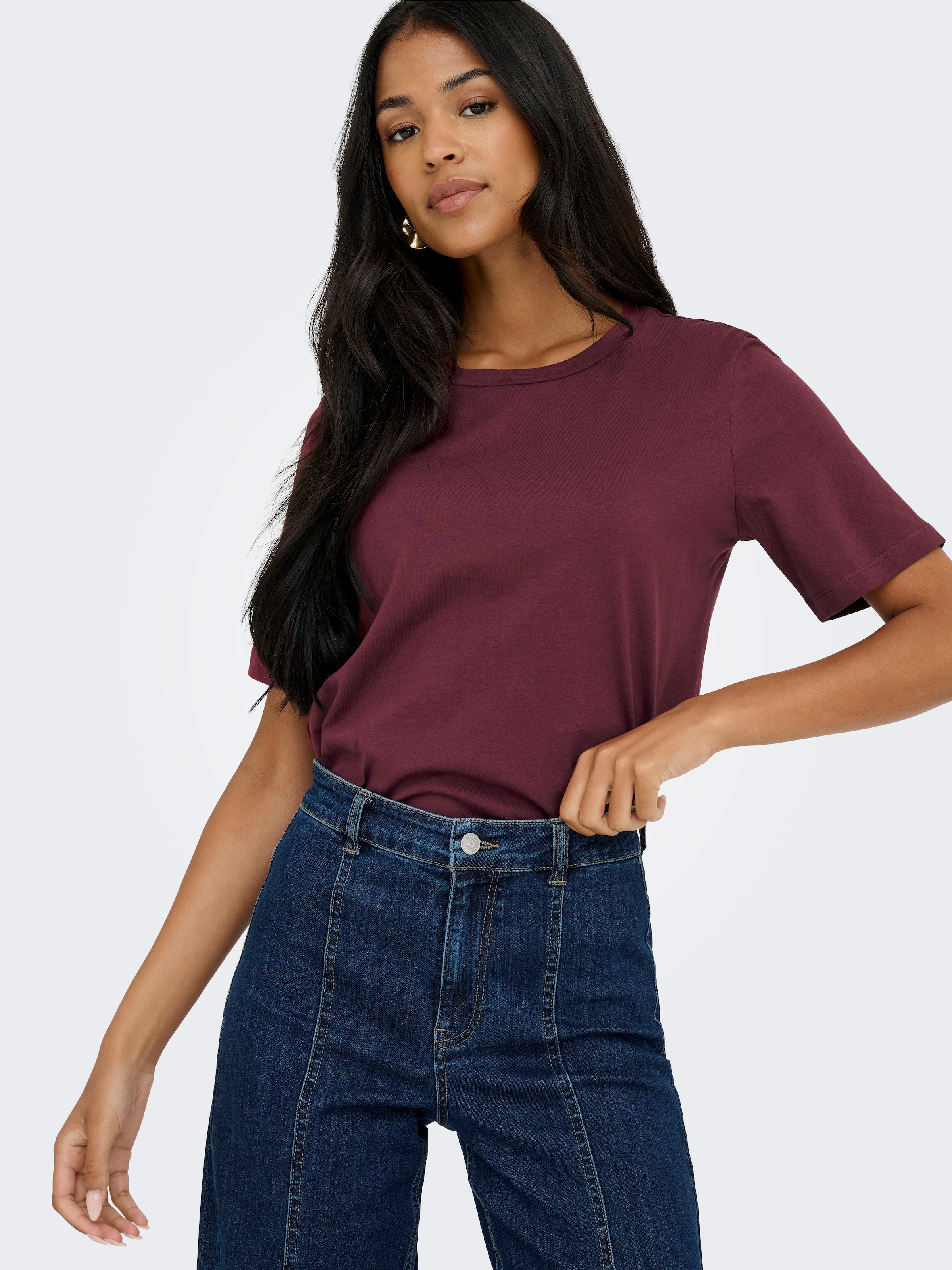 ONLY Kurzarmshirt »ONLONLY – Doppelpack T-Shirts für Alltag und Freizeit«, (Packung, 2 tlg.), regular fit, Jersey, Baumwolle, Rundhals, unifarben