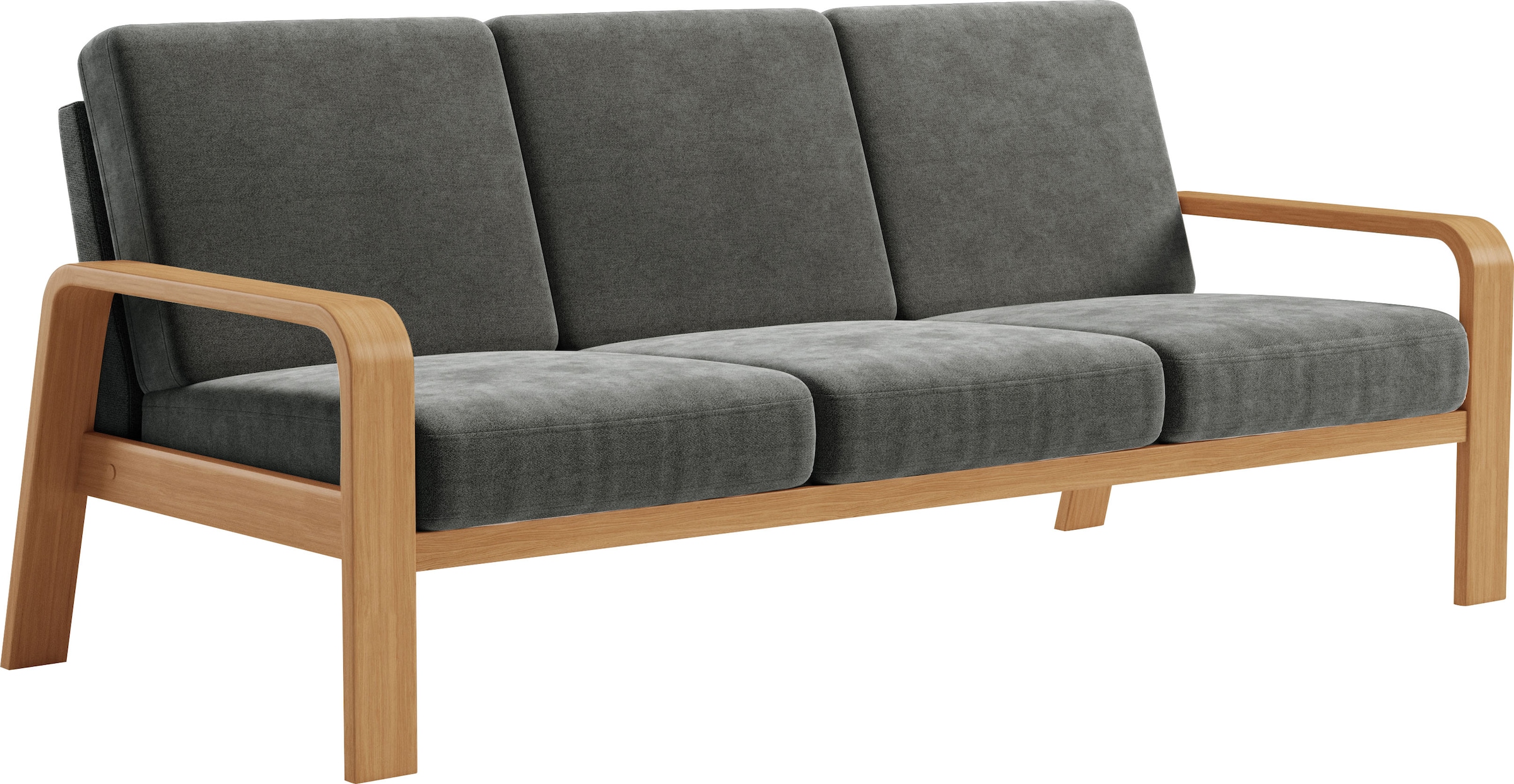 sit&more 3-Sitzer »Kolding«, Armlehnen aus eichefarbigem Buchenholz, verschiedene Bezüge und Farben