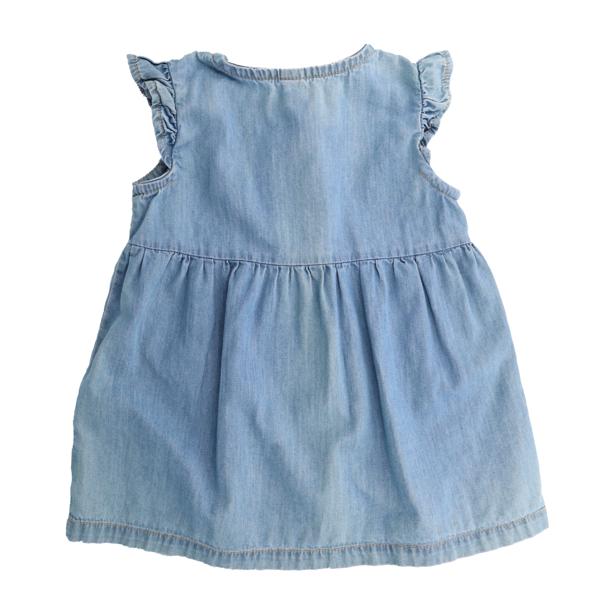 MAXIMO Sommerkleid 1 tlg. Denim-Optik, Rüschenärmel, Holzknöpfe, Blau