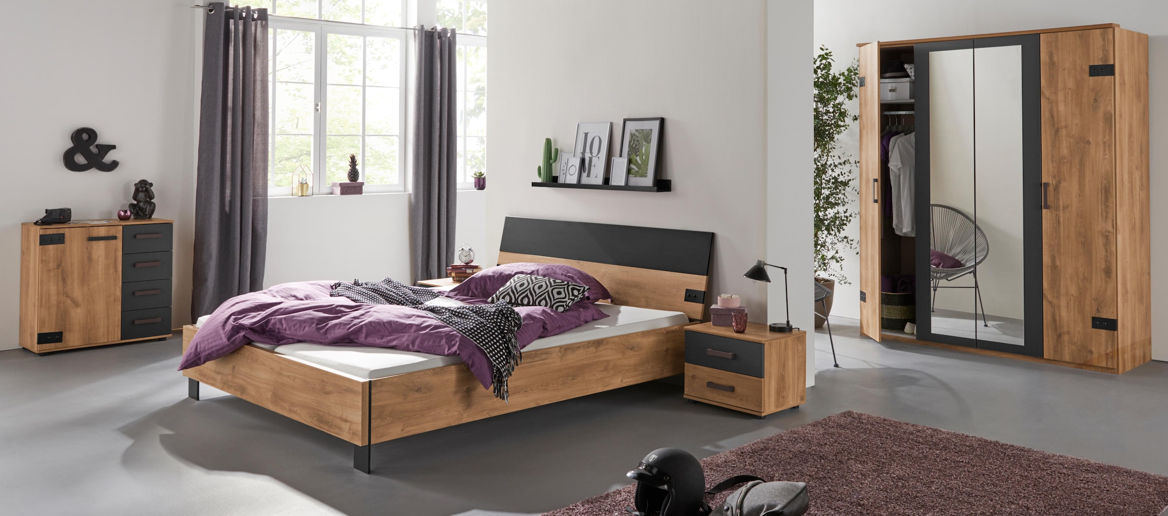 Wimex Nachtschrank »Malmoe, Nachttisch 52x38x40cm, 2 Schubladen«, einzeln oder im praktischen 2er Set, rusikaler look, Industrial Design