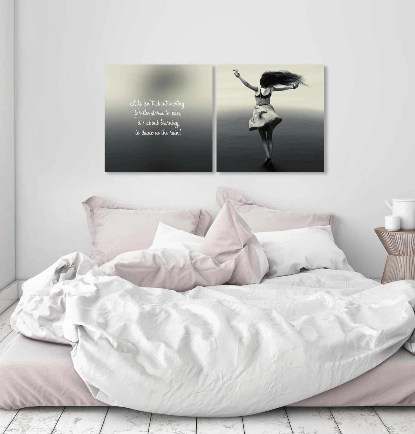 queence Leinwandbild »Dance« Foto | Kind | Kunst | Menschen | Modern | Schriftzug | Schriftzüge | Spa | Spa Bilder | Sprüche | Sprüche & Texte Set,  Premium-Leinwandstoff, Handarbeit aus Deutschland, Spruch, 2er Set