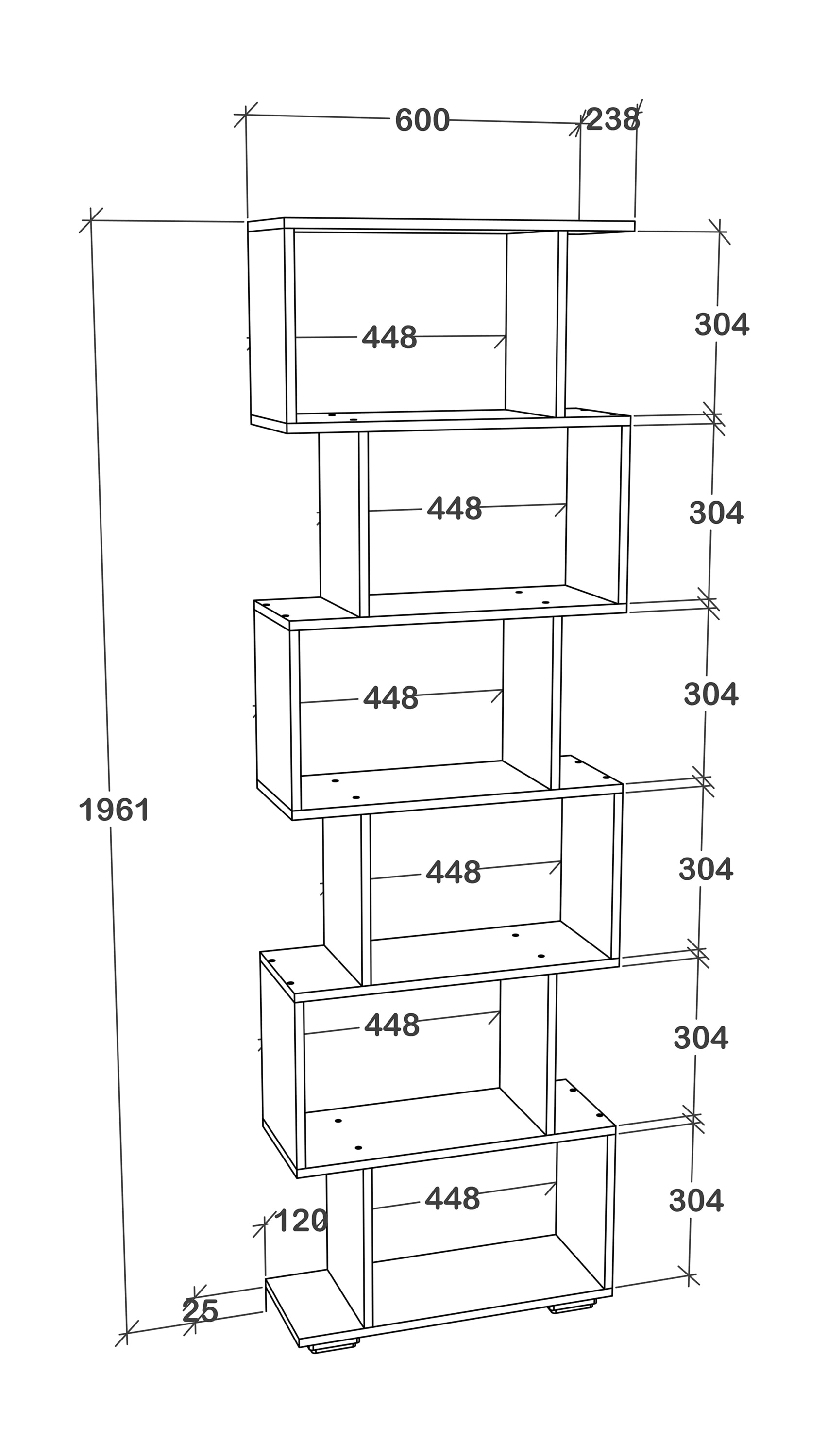 VCM Standregal »Holz Raumteiler Stand Regal Deko Bücher Palusa L«