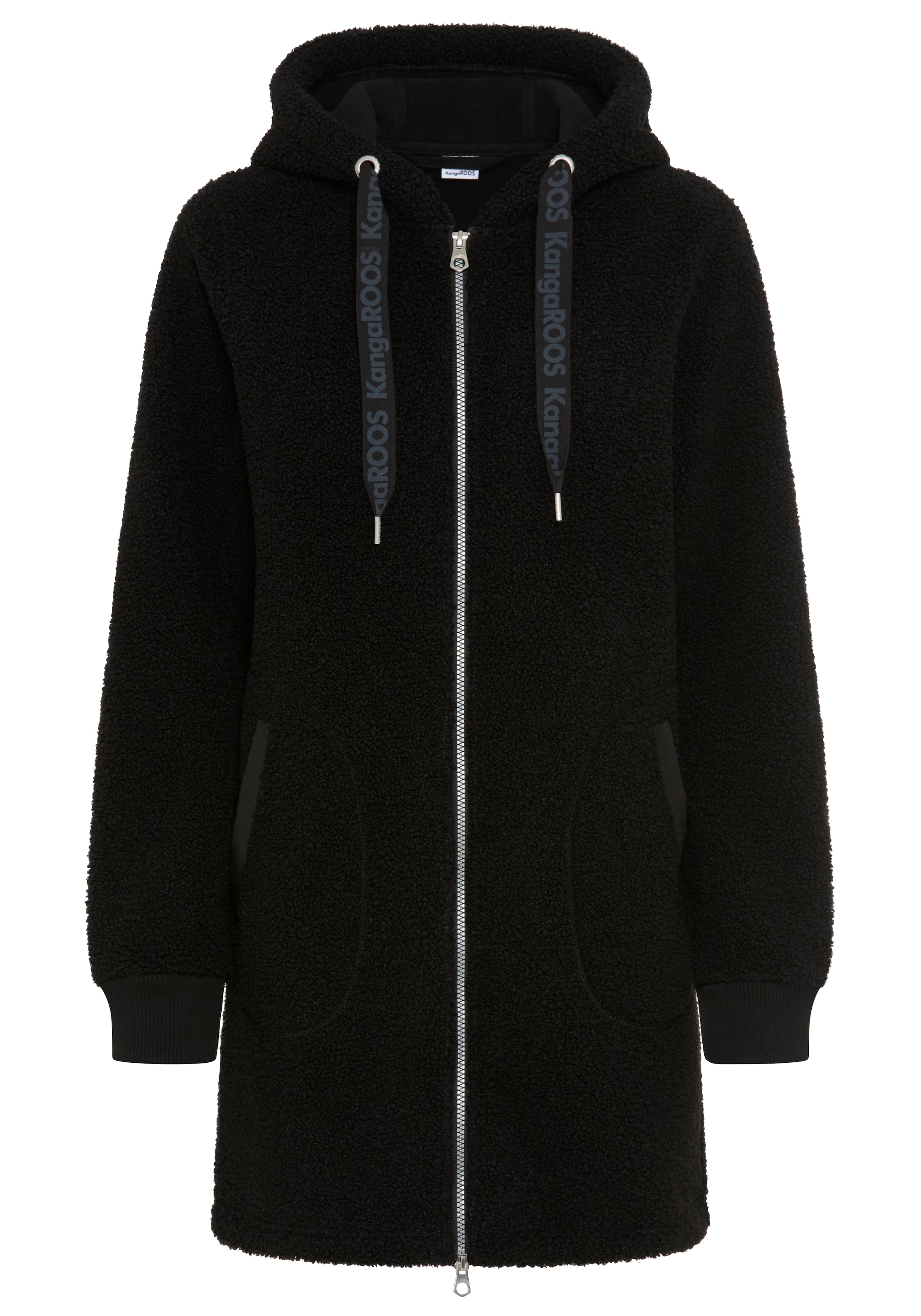 KangaROOS Fleecejacke mit Kapuze Teddy Fleece lang mit Kapuze für den Übergang