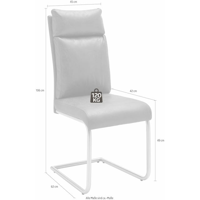 MCA furniture Freischwinger »PIA«, (Set), 2 St., Stoffbezug, Stuhl  belastbar bis 120 kg, Kissenoptik bequem bestellen
